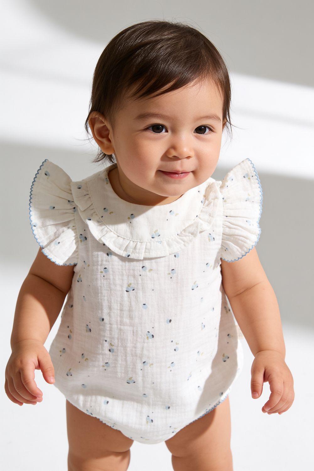 Entero Berries Bambula Blanco Niña 0-3M a 9-12M Colloky-1