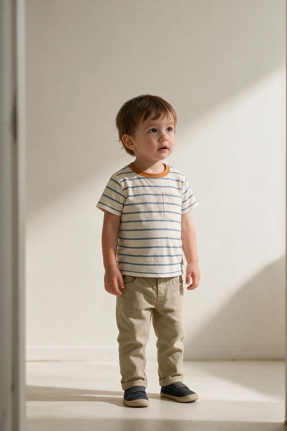 Polera Bolsillo Rayas Crema Niño 6-9M a 4-5A Colloky-2