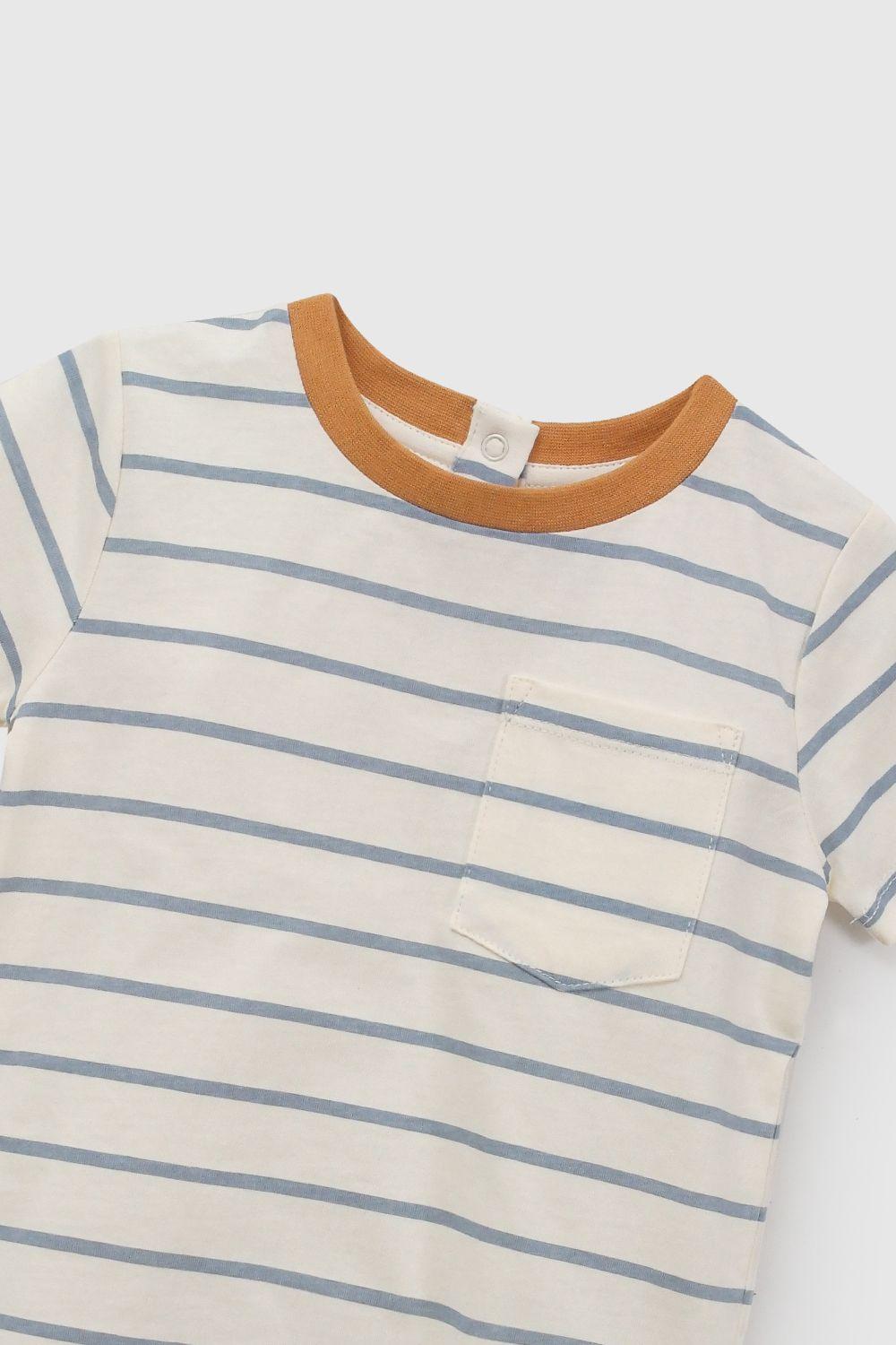 Polera Bolsillo Rayas Crema Niño 6-9M a 4-5A Colloky-3
