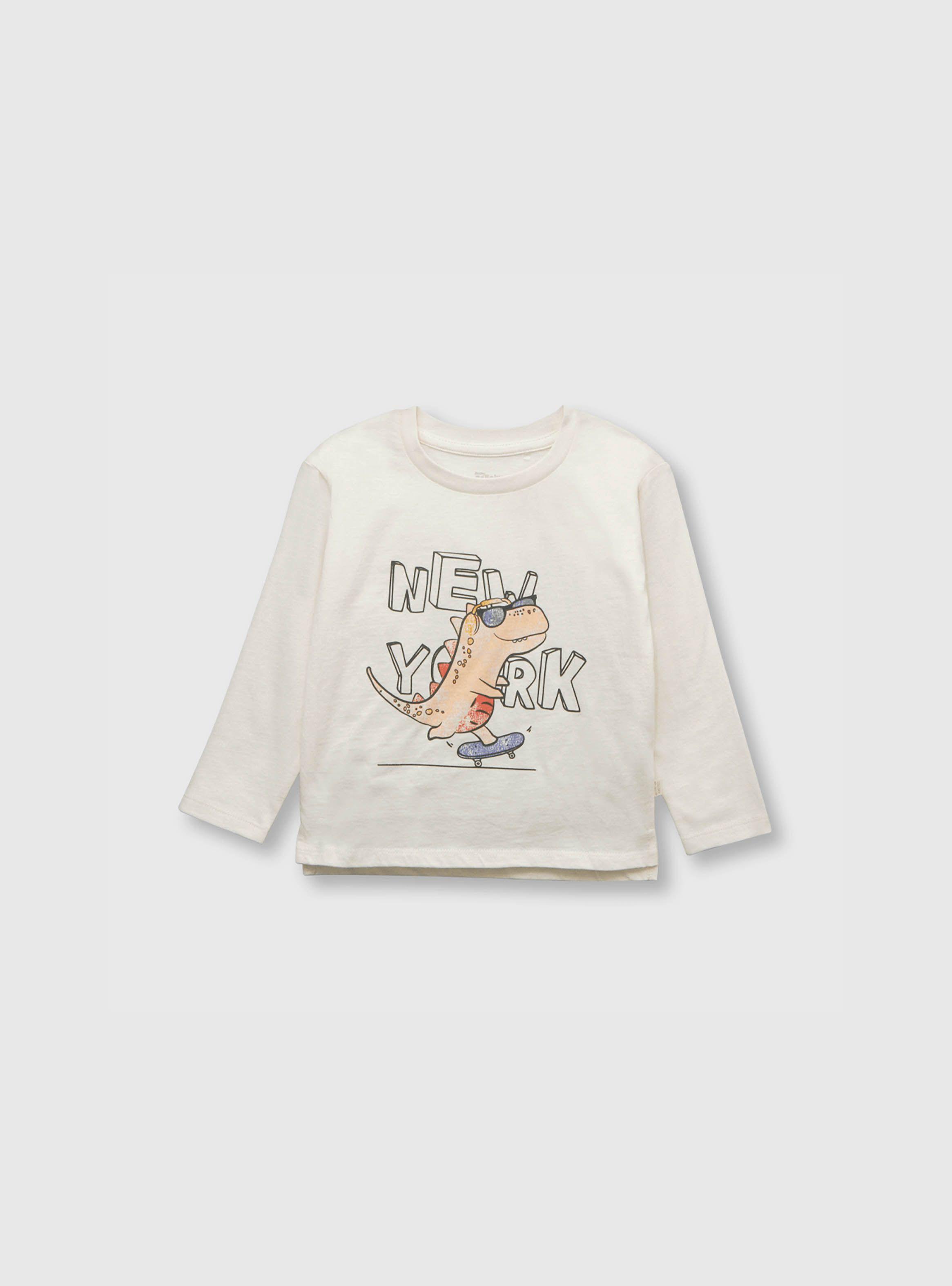 Polera Bebé Niño Dino Blanco (3 A 36 Meses) Colloky-0