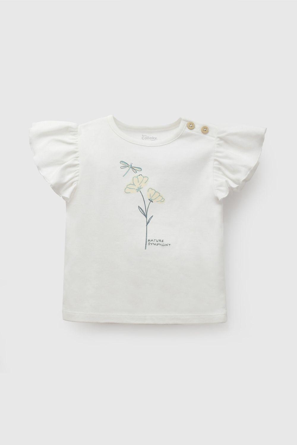 Conjunto Polera y Short Flores Celeste de Niña COJE3210V26-1