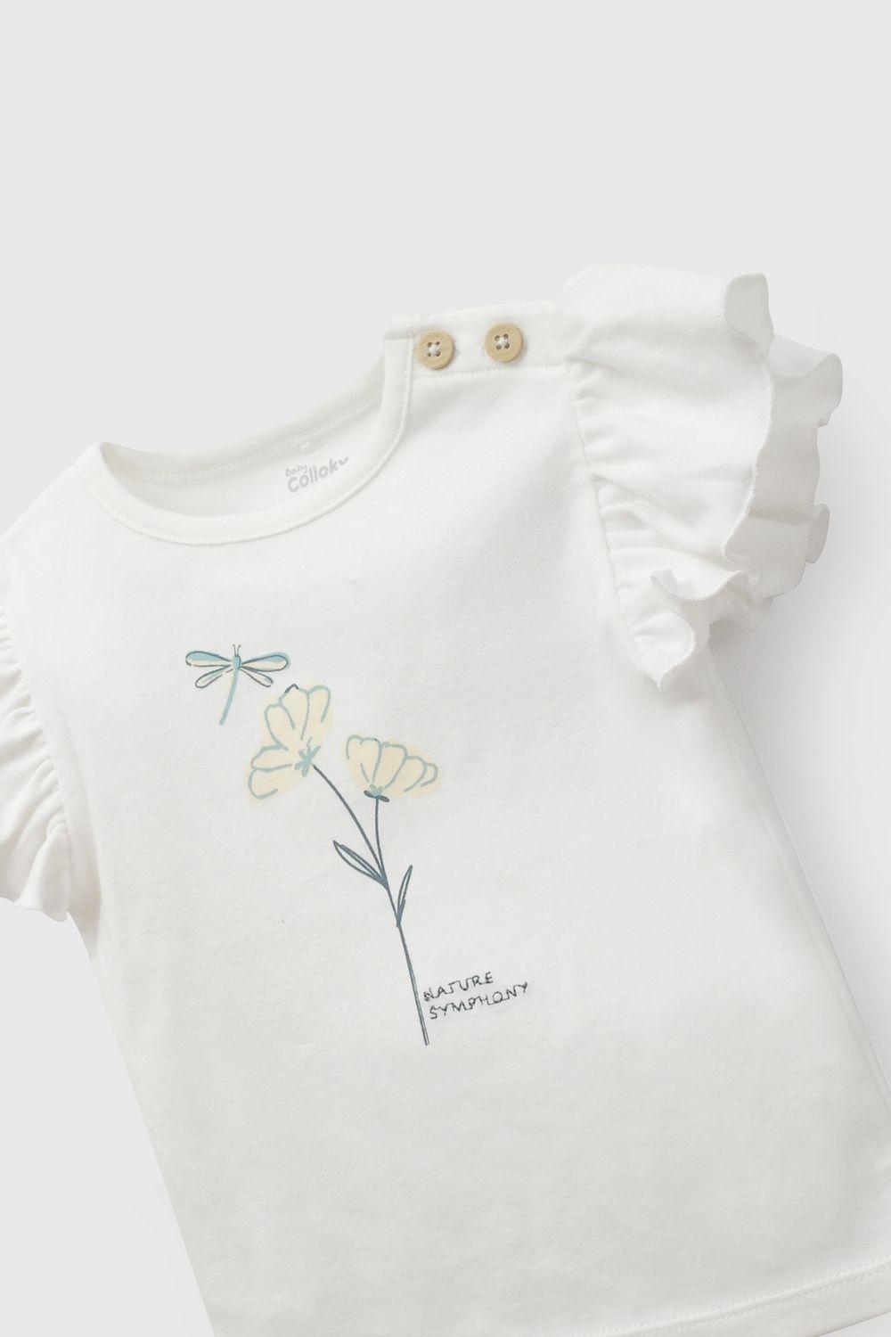 Conjunto Polera y Short Flores Celeste de Niña COJE3210V26-3