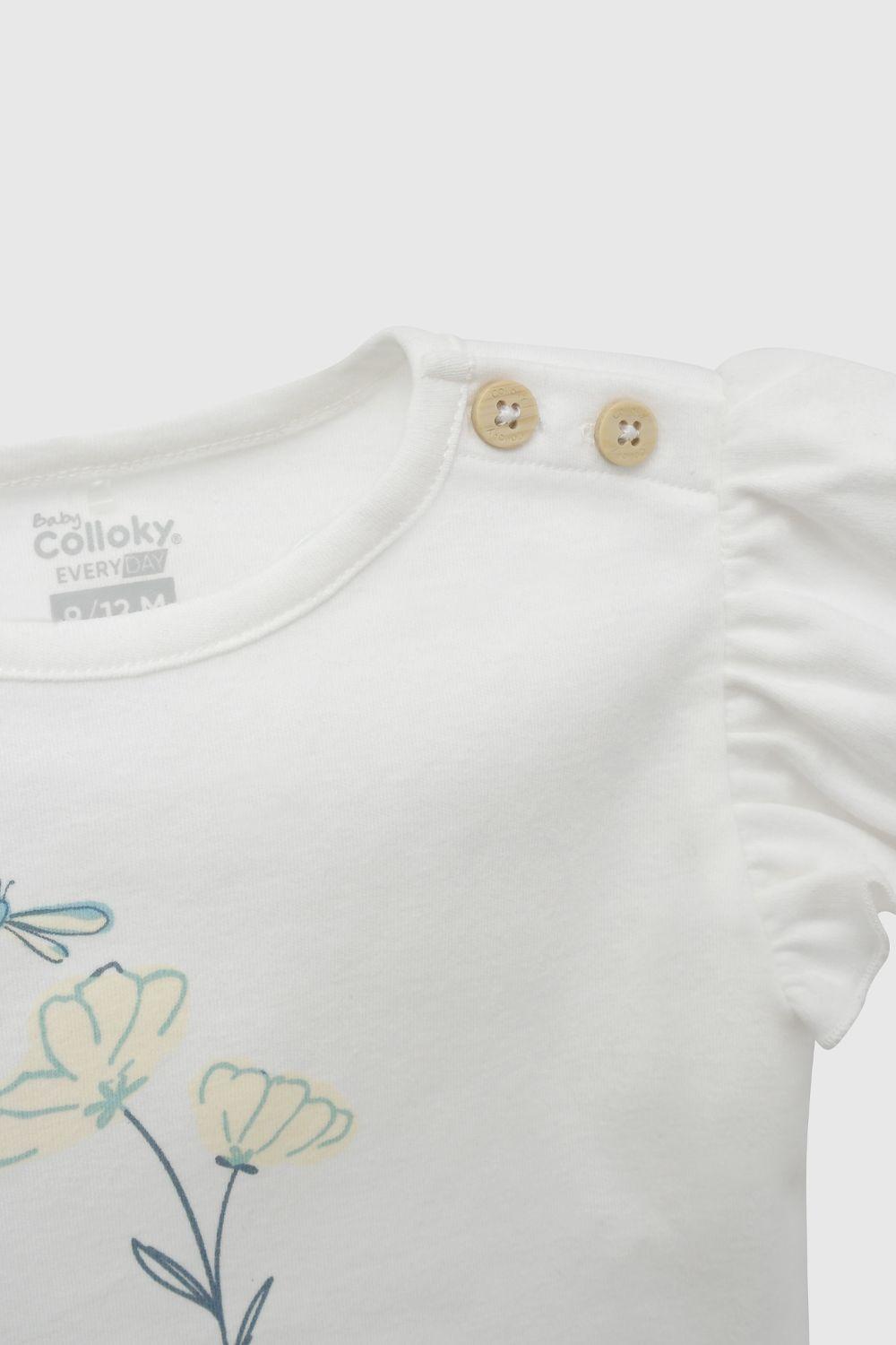 Conjunto Polera y Short Flores Celeste de Niña COJE3210V26-4