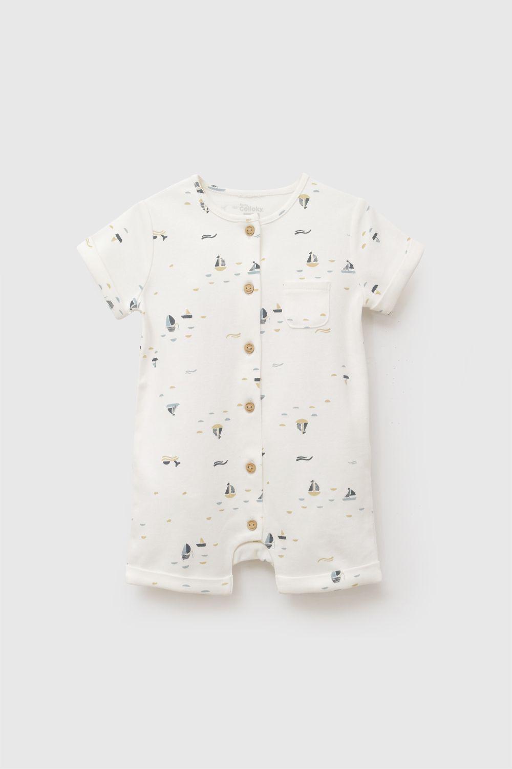 Entero navy algodón niño crema 0-3M a 9-12M-0