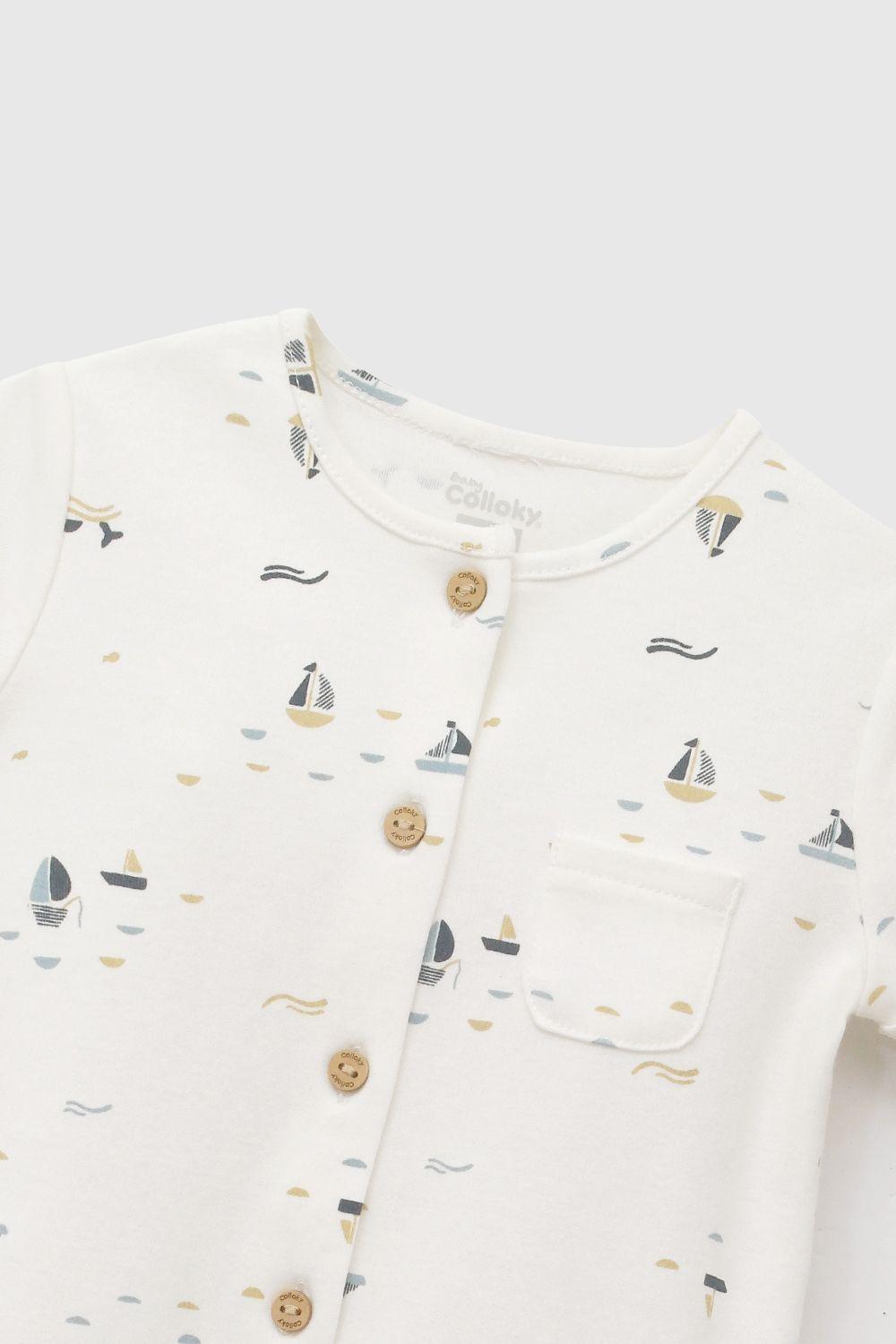 Entero navy algodón niño crema 0-3M a 9-12M-3