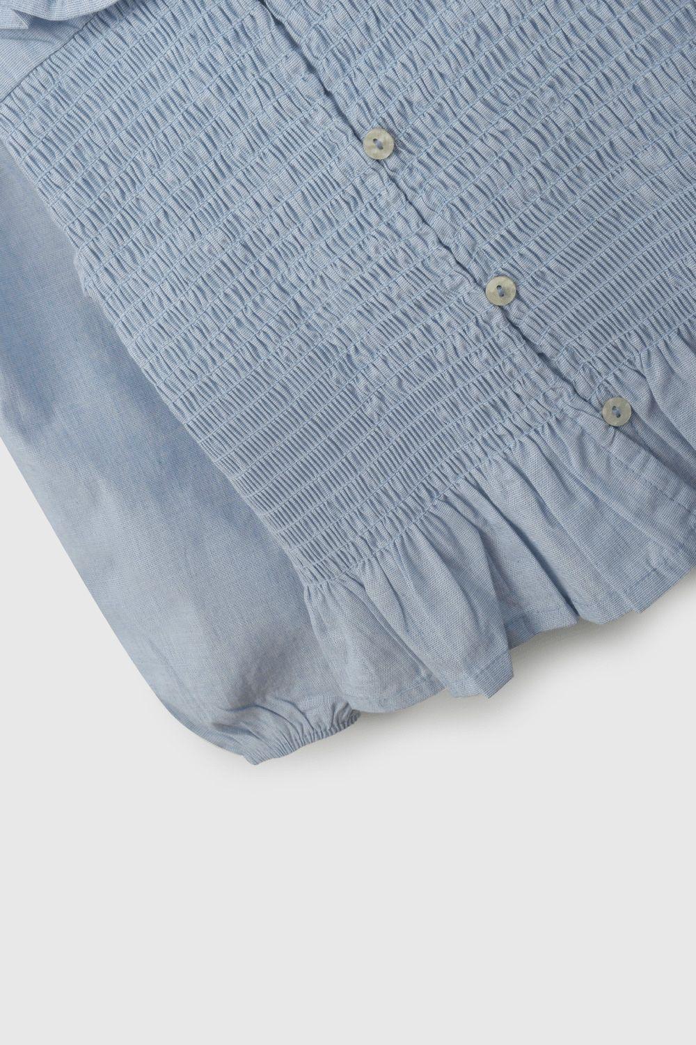 Blusa Celeste Recogido De Niña BLVL1640V26-3