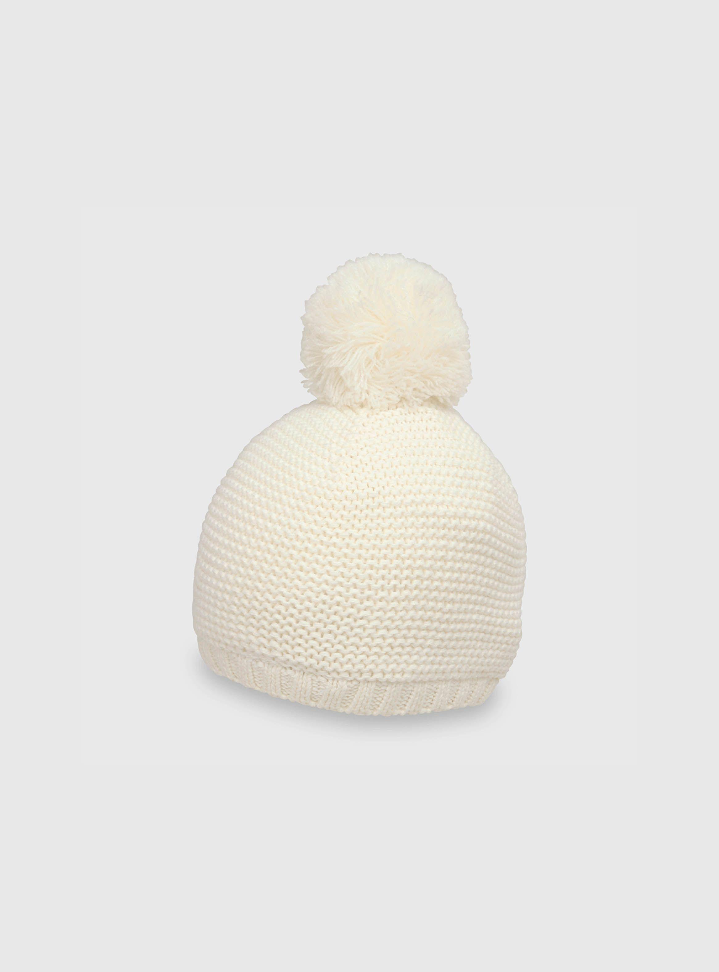 Gorro Bebé Niña Lana Mitones Blanco (3 A 24 Meses) Colloky-1