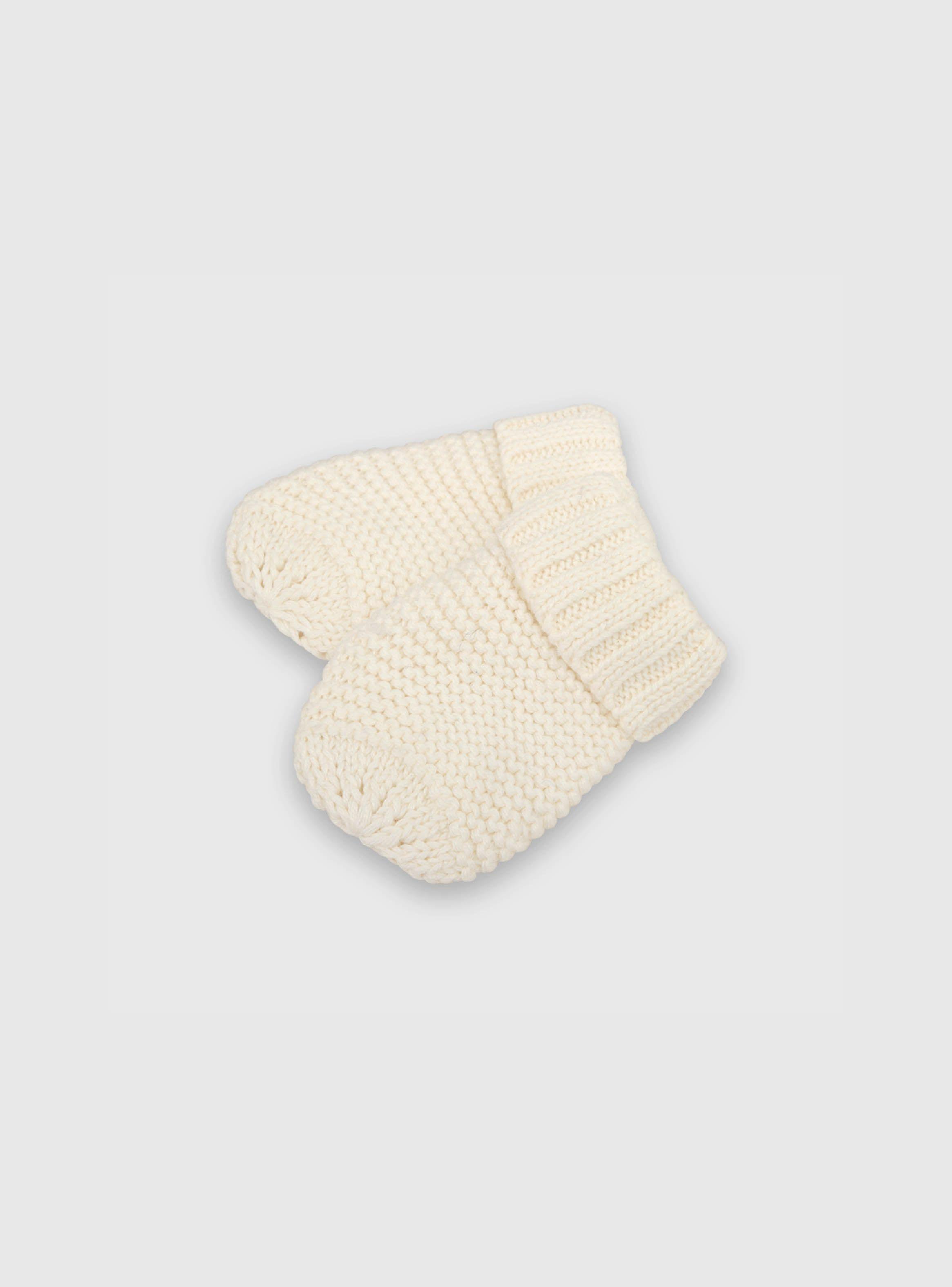 Gorro Bebé Niña Lana Mitones Blanco (3 A 24 Meses) Colloky-2