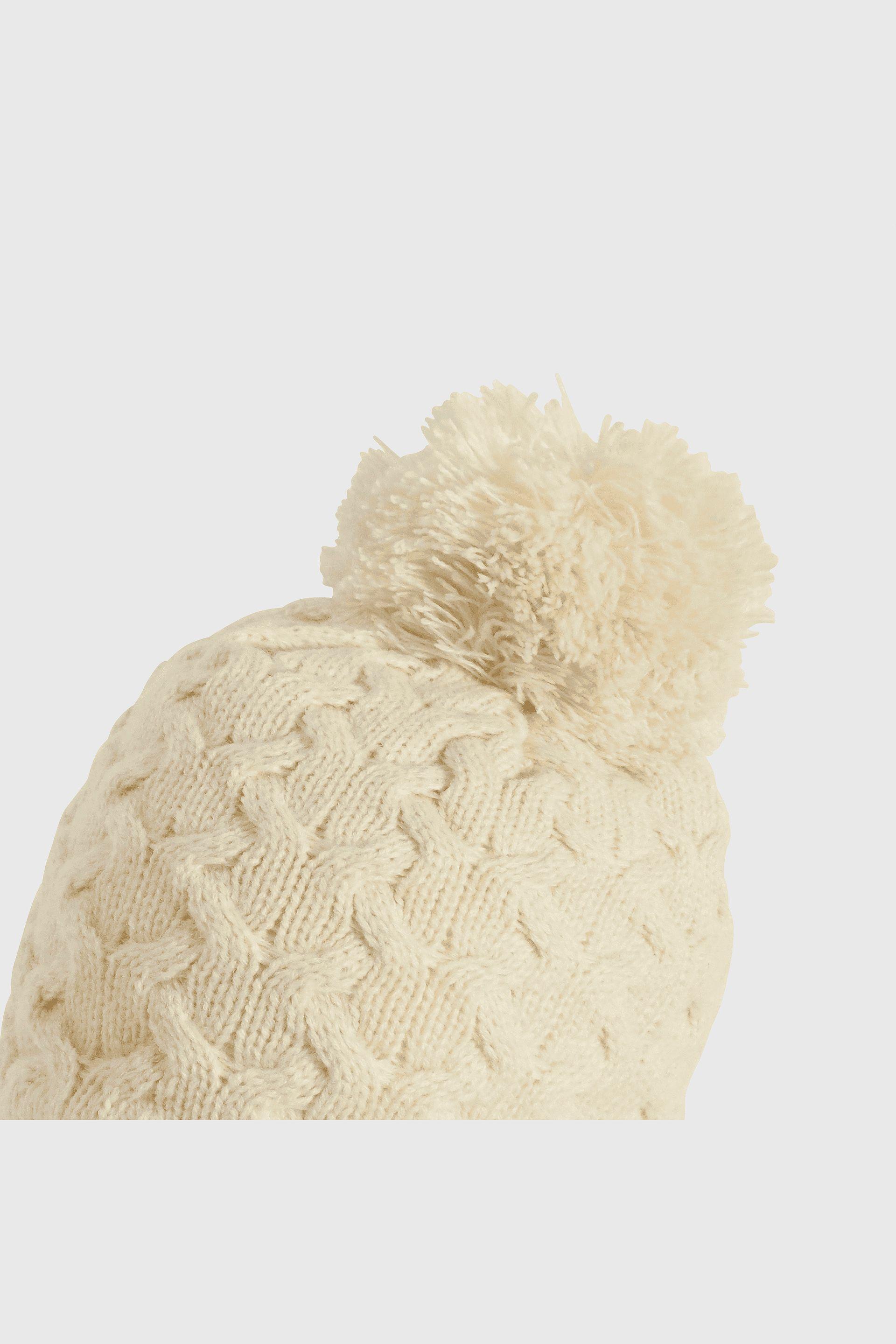 Gorro Tejido con Forro Beige para Niña de Lana 3/6M a 12/24M-3