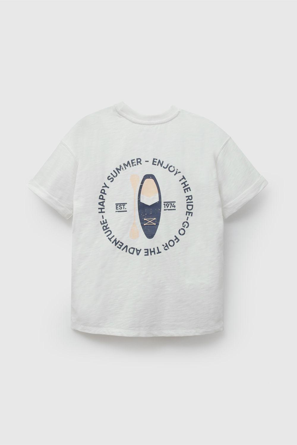 Polera Blanca Estampada De Niño POJE3709V26-1