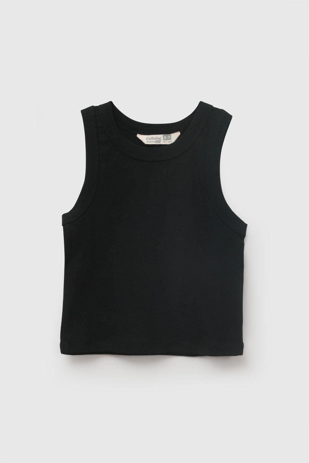 Polera Rib Negro Niña 3-4A a 12-13A Colloky-0
