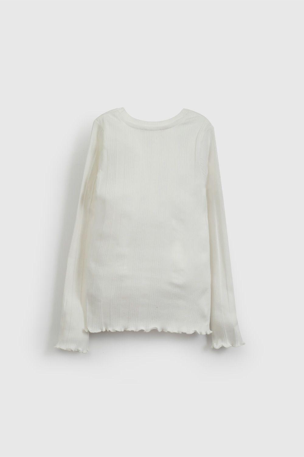 Polera Blanca Rib Básica De Niña POPU0609V26-1