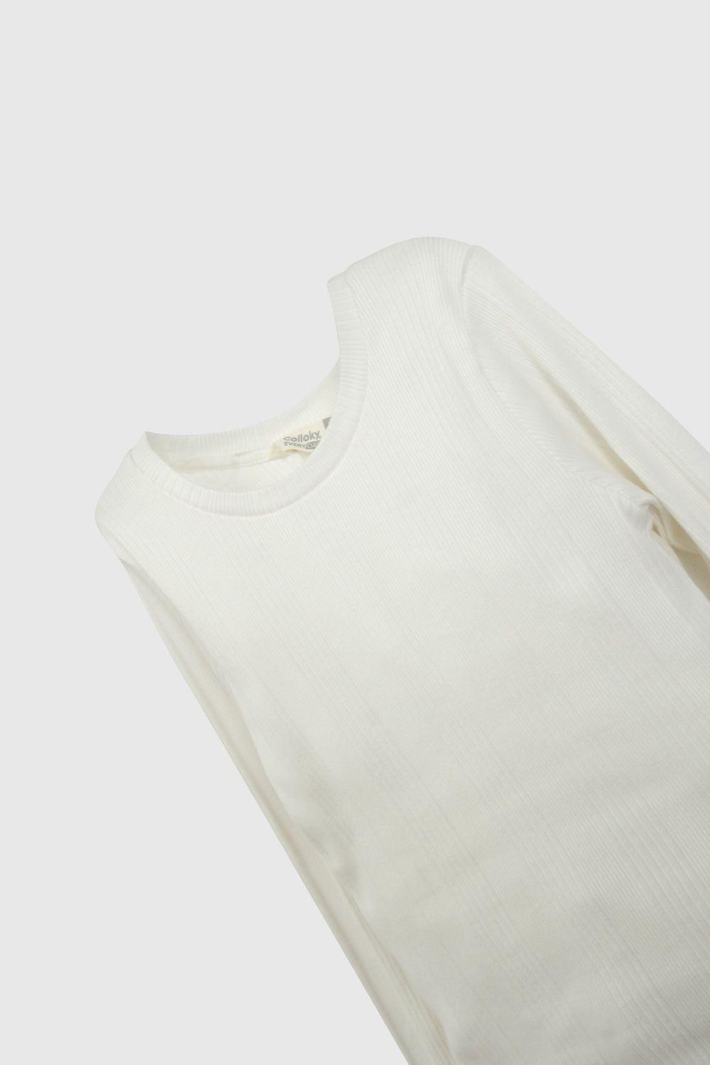 Polera Blanca Rib Básica De Niña POPU0609V26-2