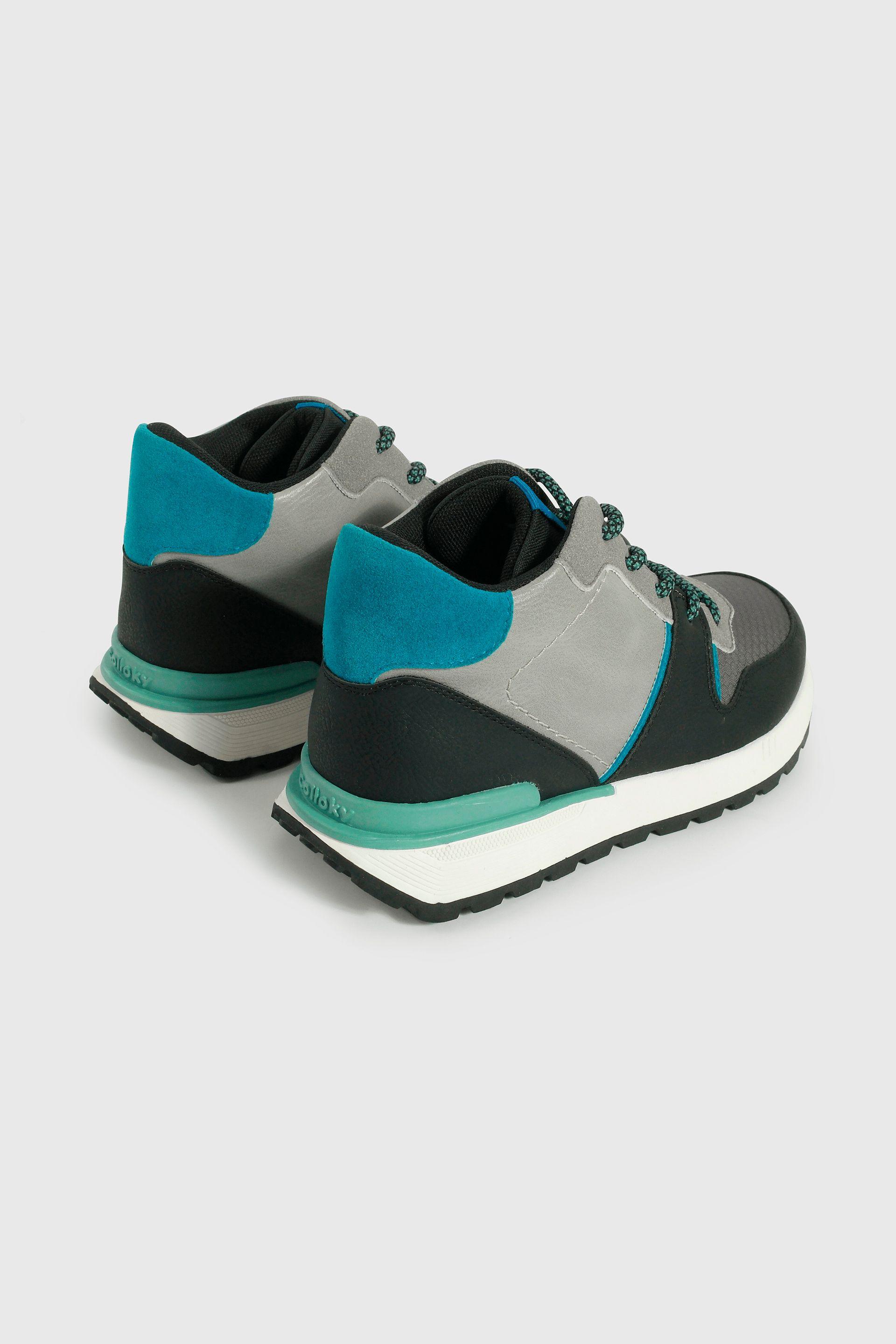 Botín de Niño Gris con Cordón Caña Media Suela Antideslizante-4