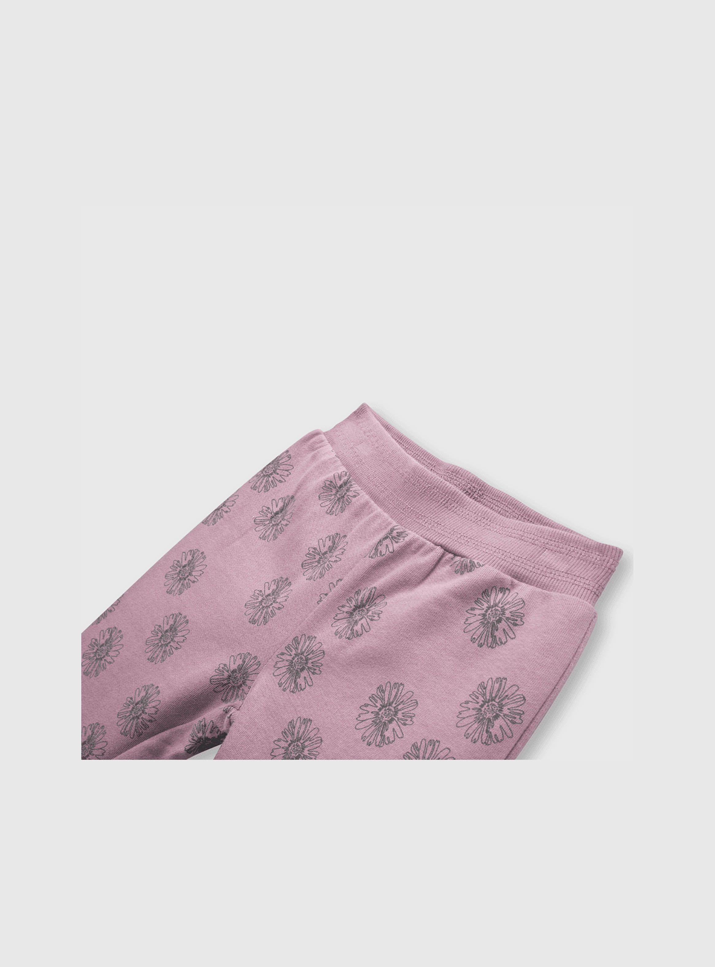 Pantalón De Bebé Niña Flores Morado (3 A 36 Meses) Colloky-2