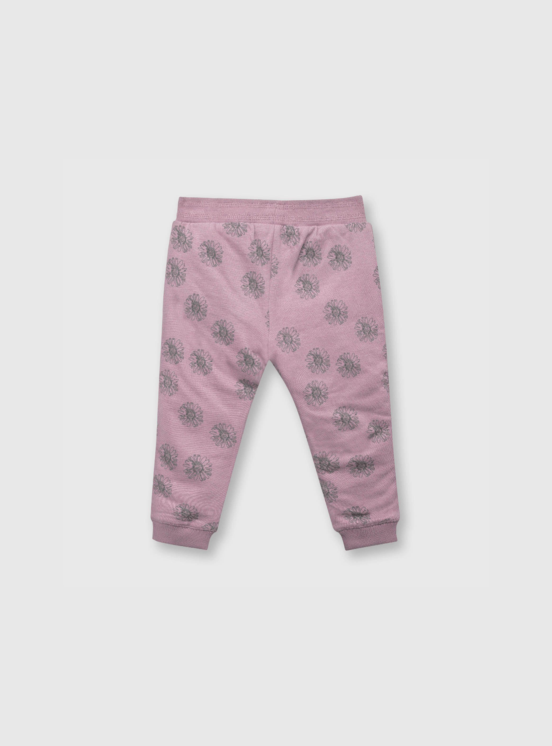 Pantalón De Bebé Niña Flores Morado (3 A 36 Meses) Colloky-1