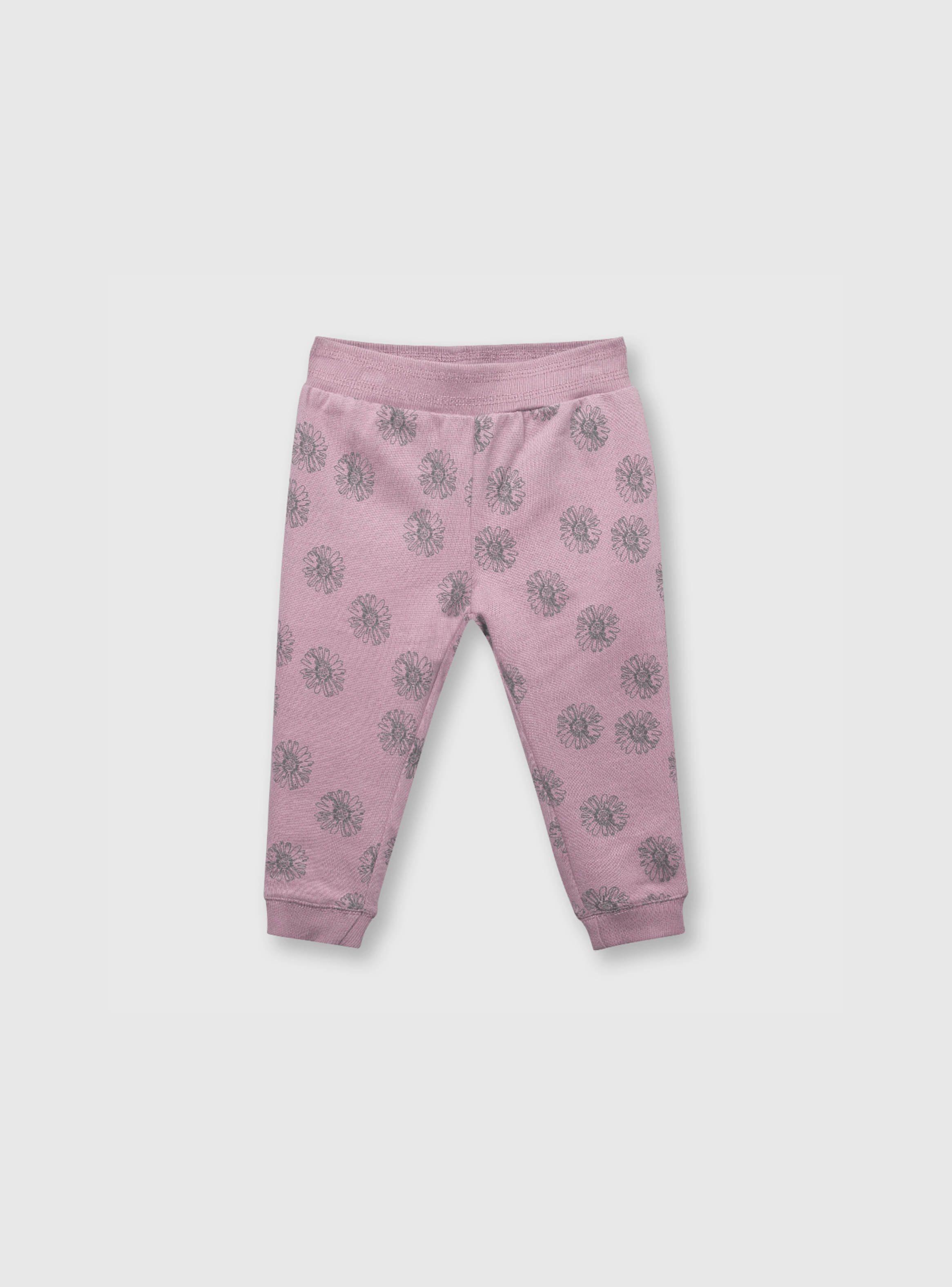 Pantalón De Bebé Niña Flores Morado (3 A 36 Meses) Colloky-0