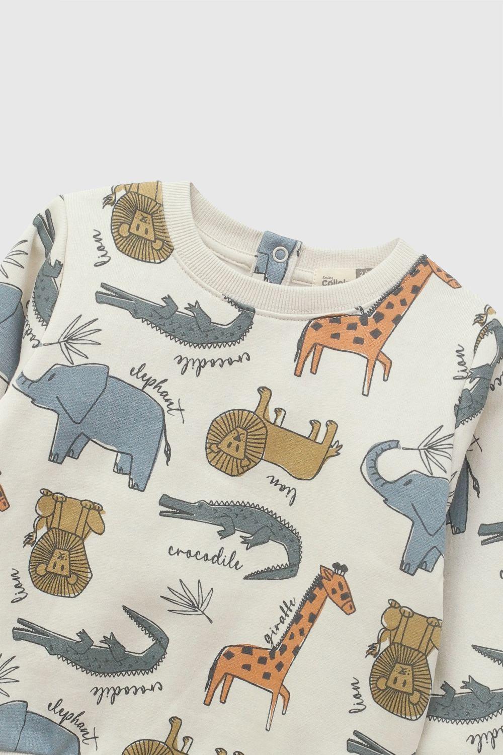Poleron Animales Beige Niño 6-9M a 4-5A Colloky-2