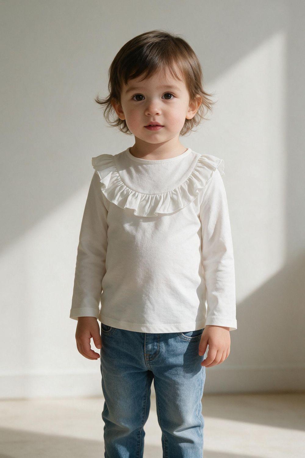 Polera vuelos niña blanco 6-9M a 4-5A-1