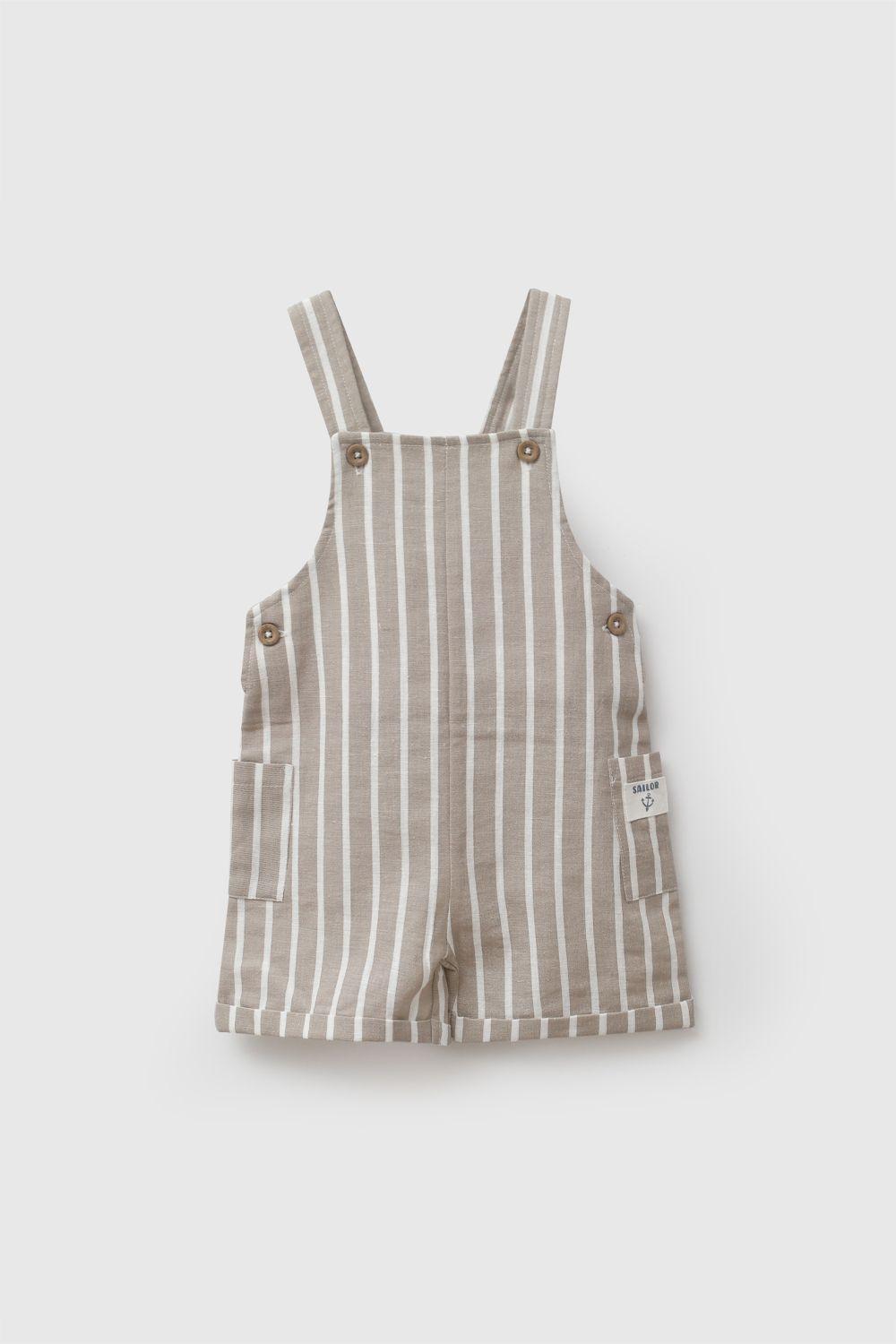 Conjunto Jardinera Body Rayas Blanco Niño 6-9M a 4-5A Colloky-2