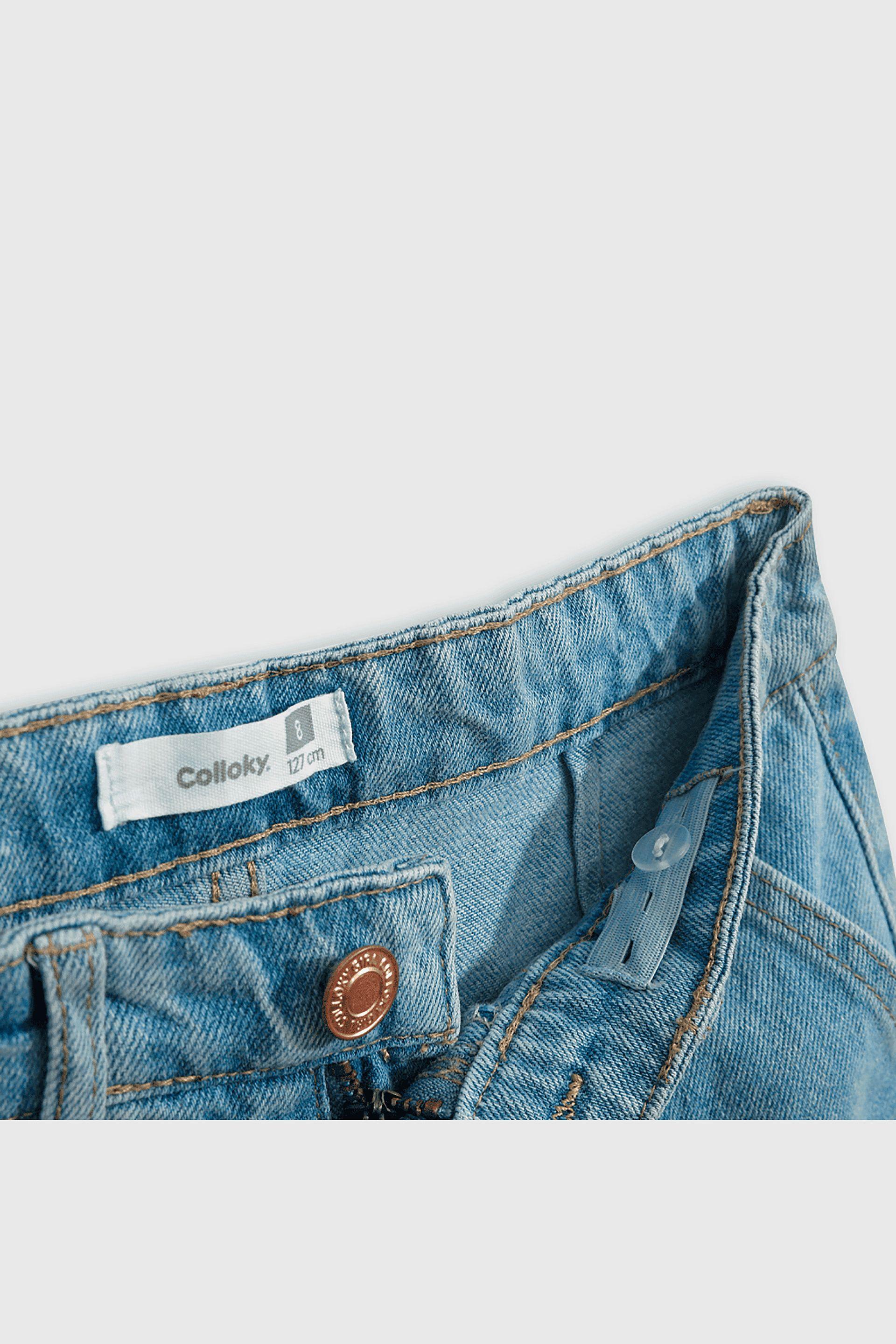 Jeans Denim Cargo Azul Elasticado con Cierre para Niña de 3 a 12 años-2