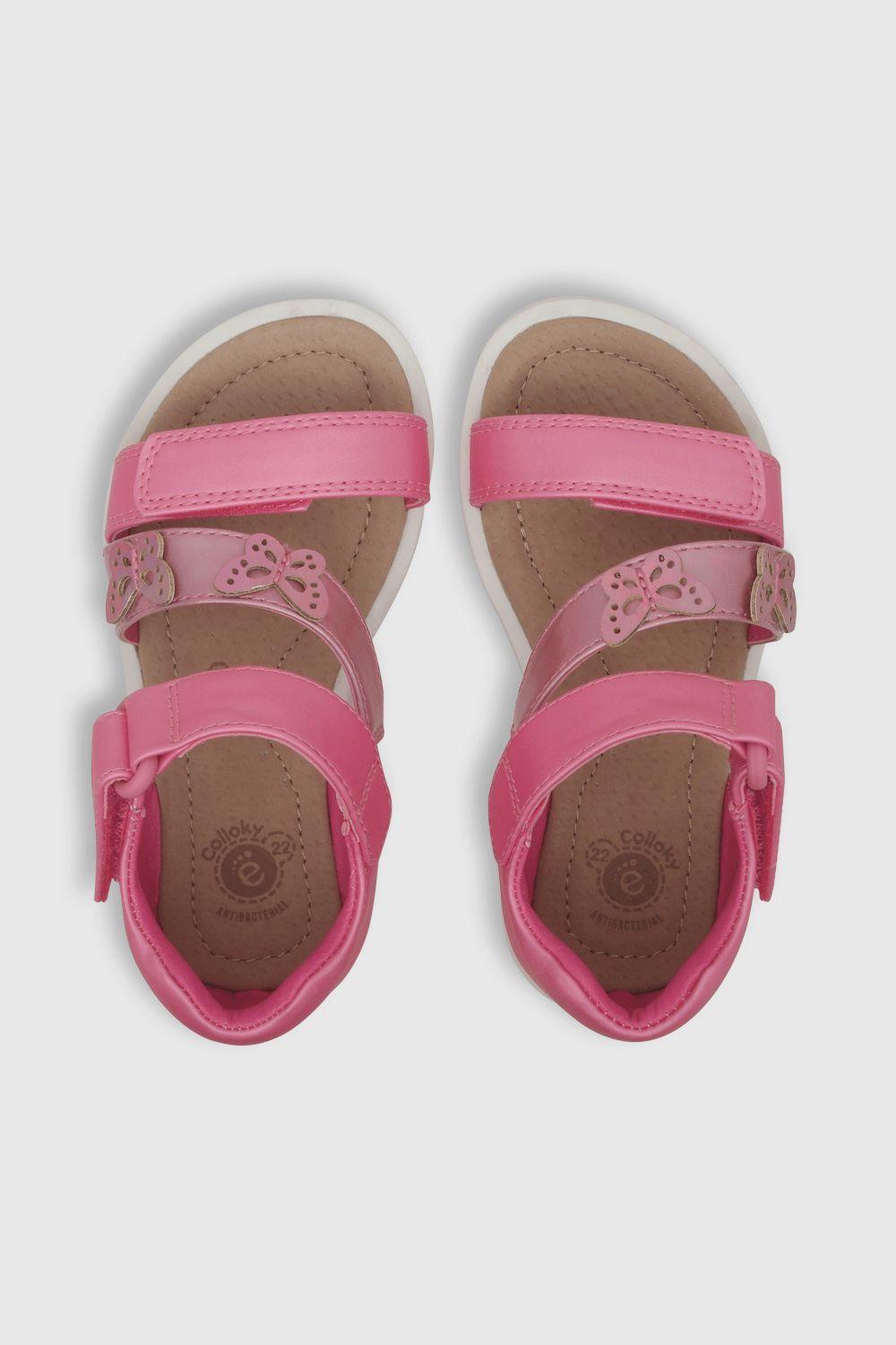 Sandalia De Niñas Doble Ajuste Mariposas Fucsia (21 A 27)-3