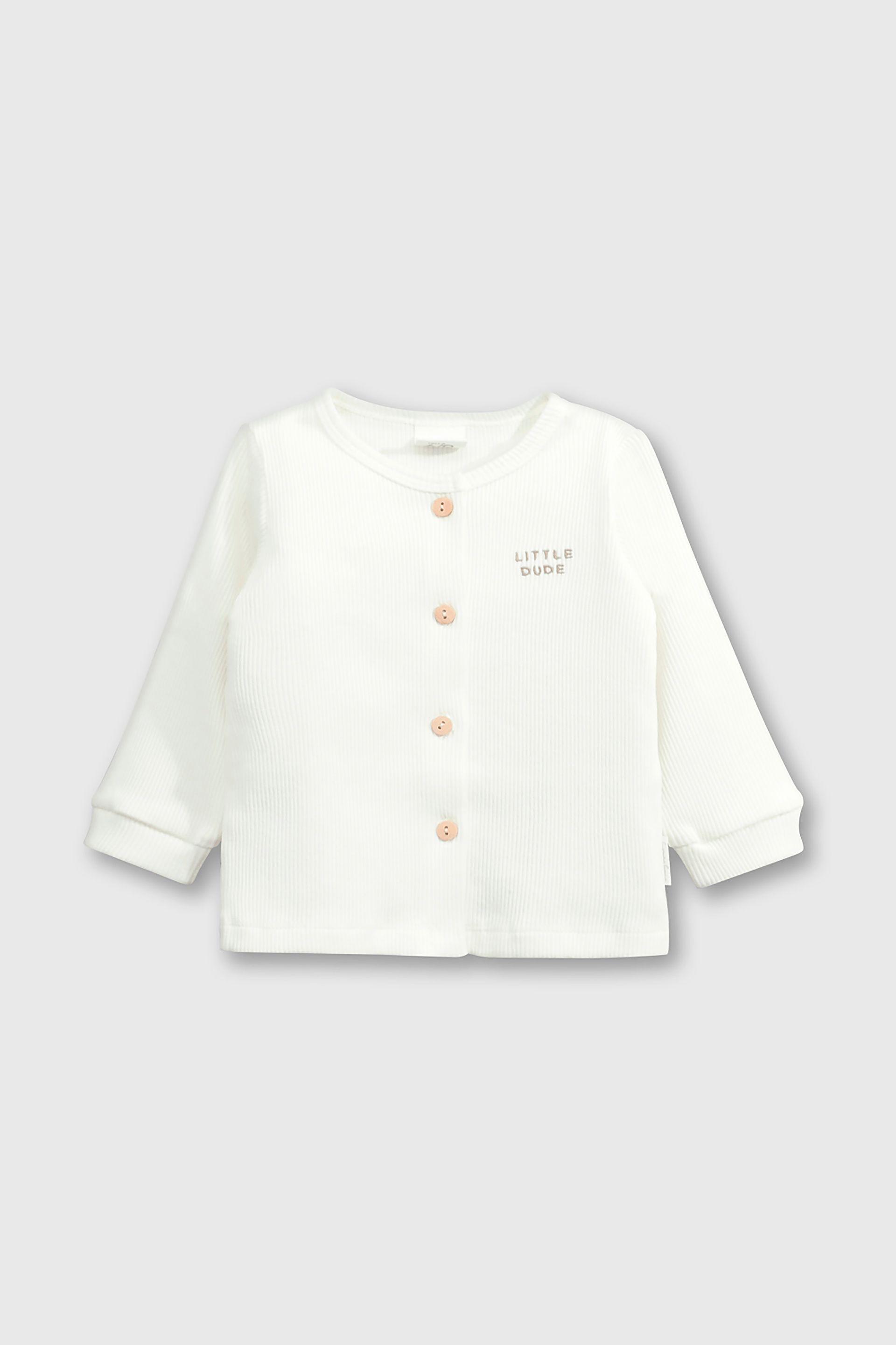 Conjunto de Algodón Blanco con botón para bebé Recién Nacido a 6/9 Meses-1