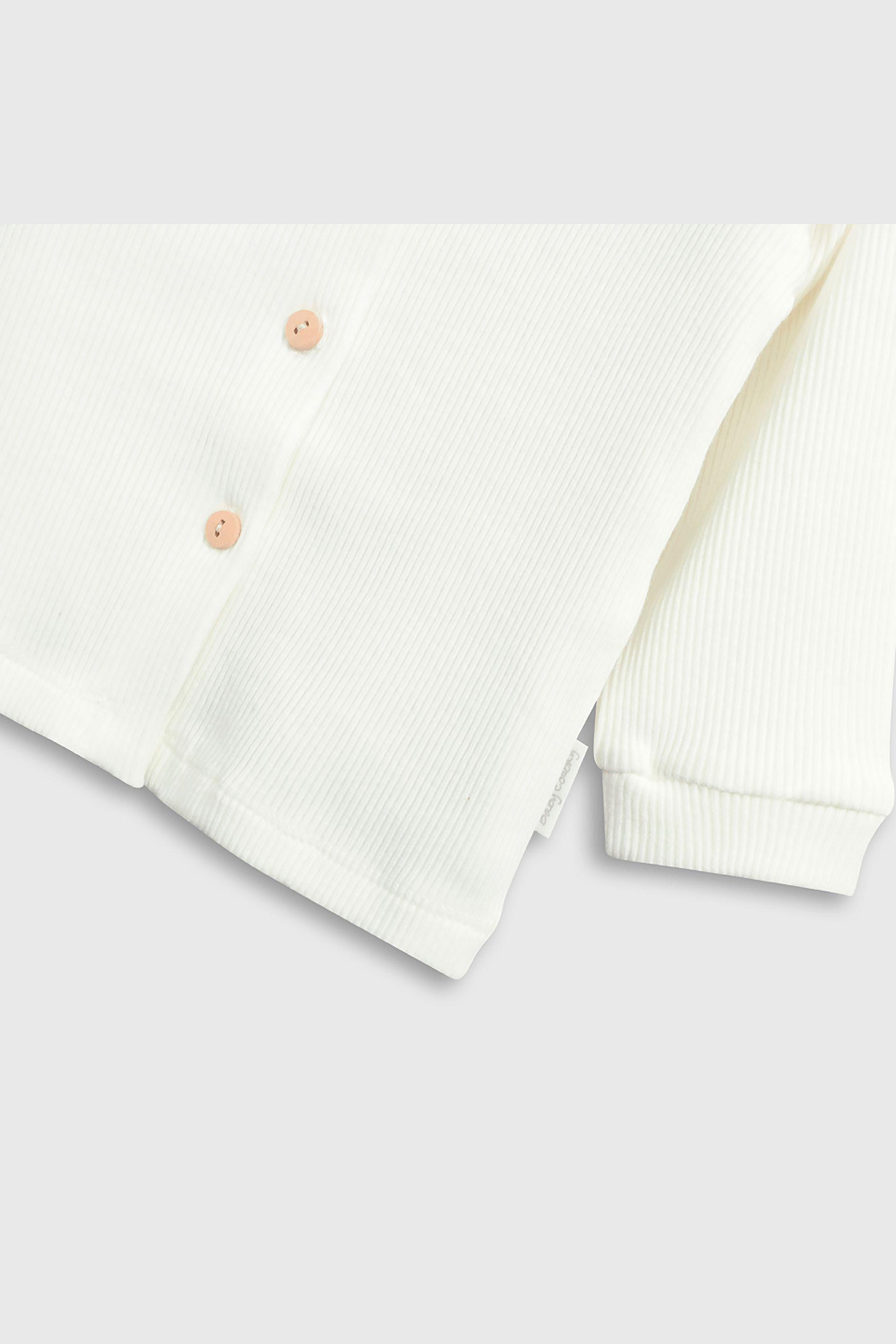 Conjunto de Algodón Blanco con botón para bebé Recién Nacido a 6/9 Meses-4