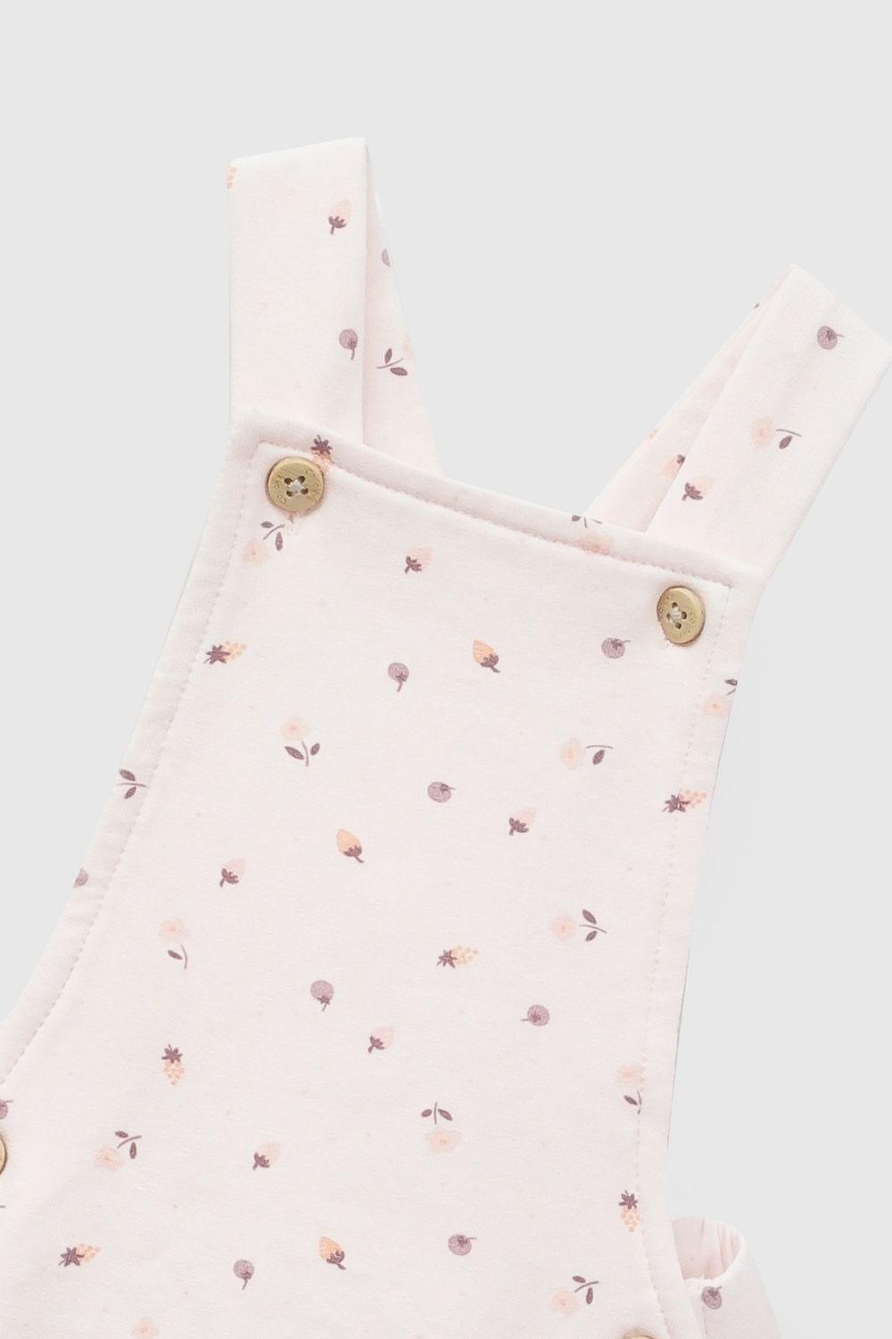 Jardinera Flores Polycotton Rosado Claro Niña 0-3M a 9-12M Colloky-2