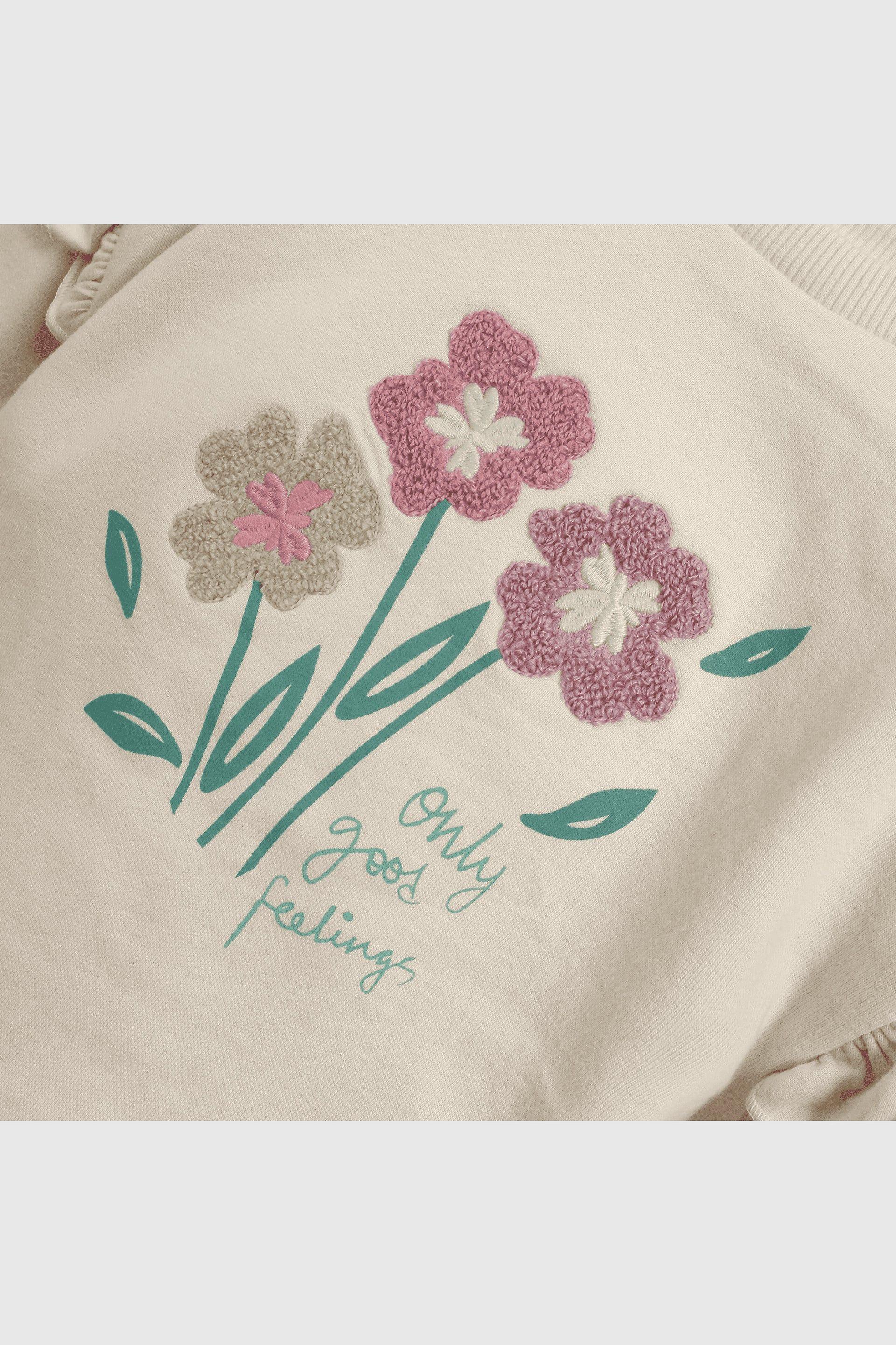 Polerón Bordado Beige Flores-2