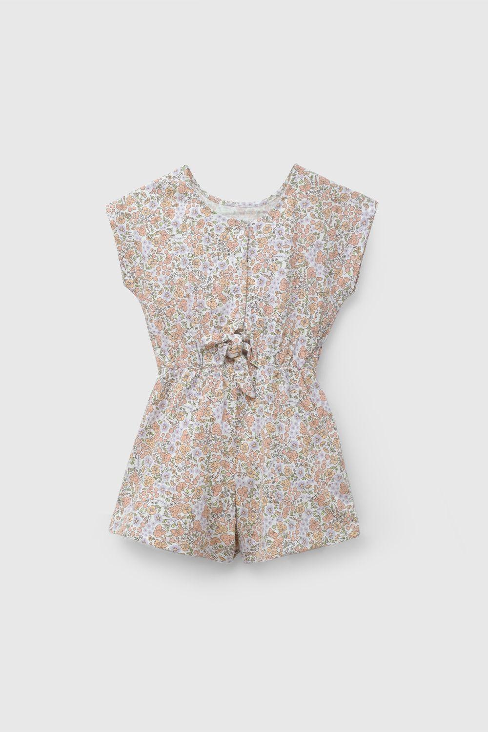 Enterito Flores Naranja Lazo Espalda De Niña ENJE0443V26-2