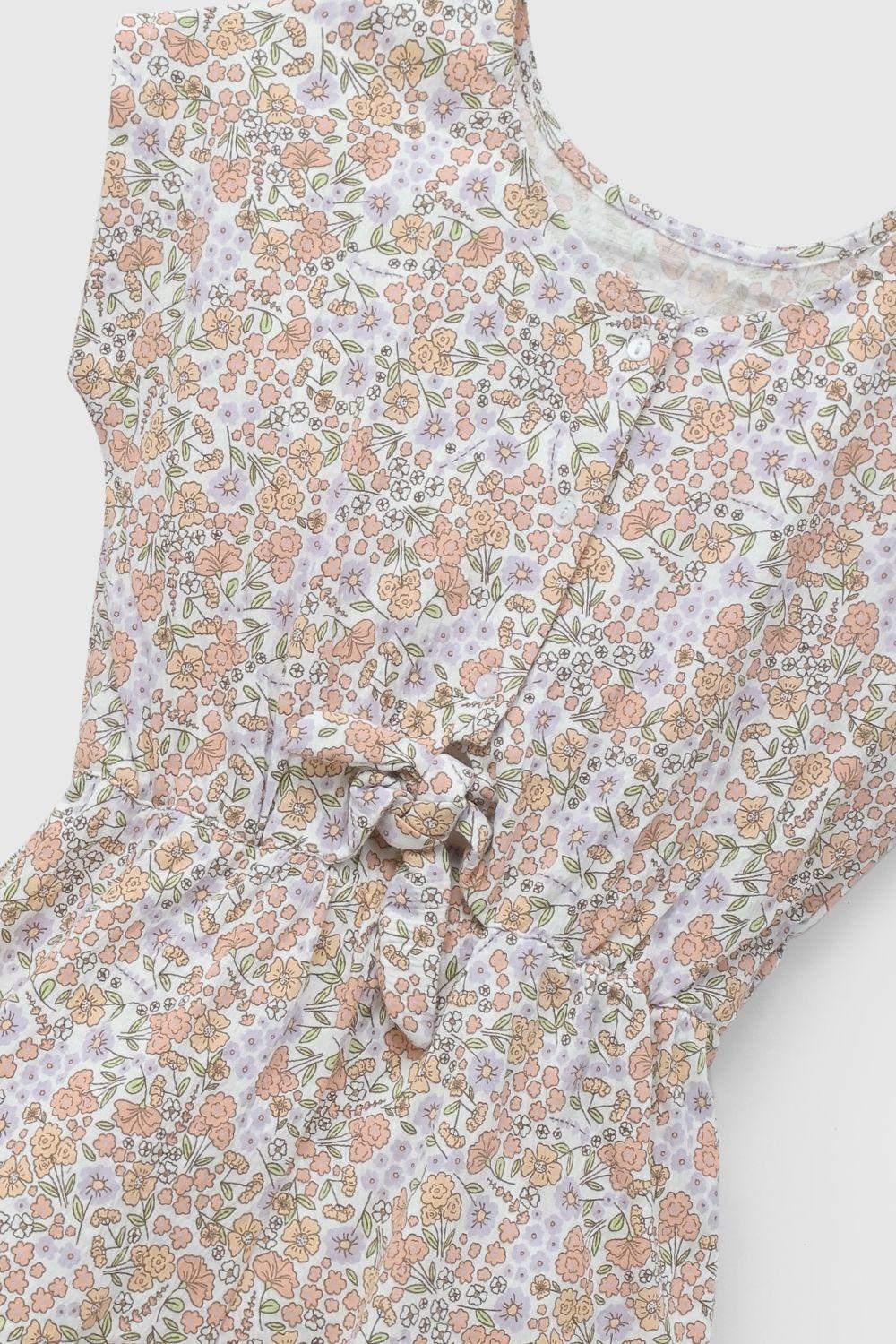 Enterito Flores Naranja Lazo Espalda De Niña ENJE0443V26-3