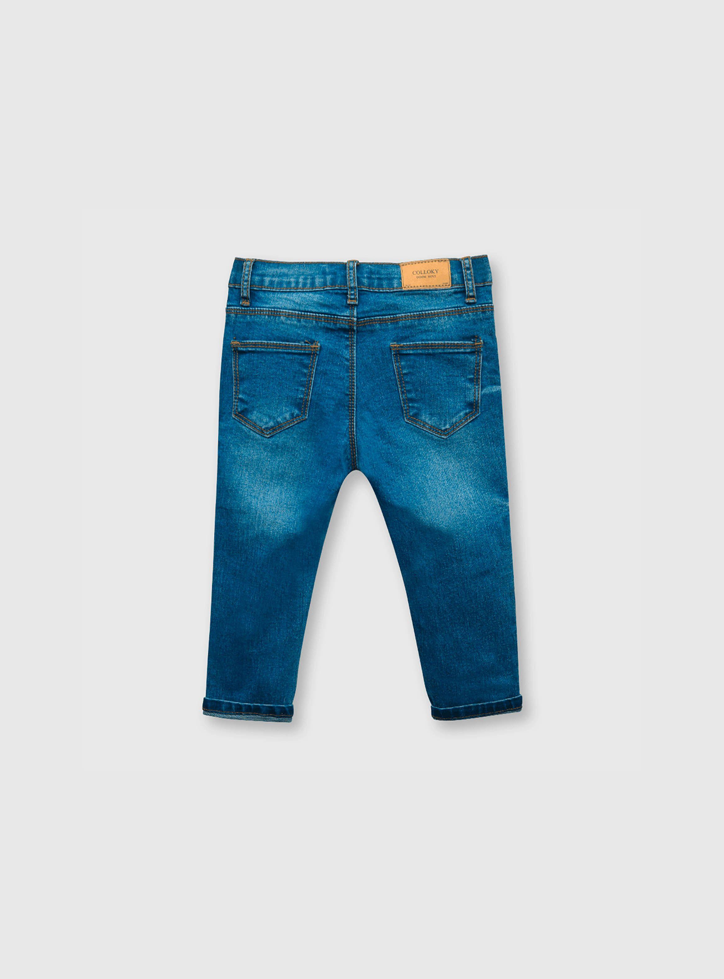 Jeans De Bebé Niño Con Parches Azul (3 A 36 Meses) Colloky-1
