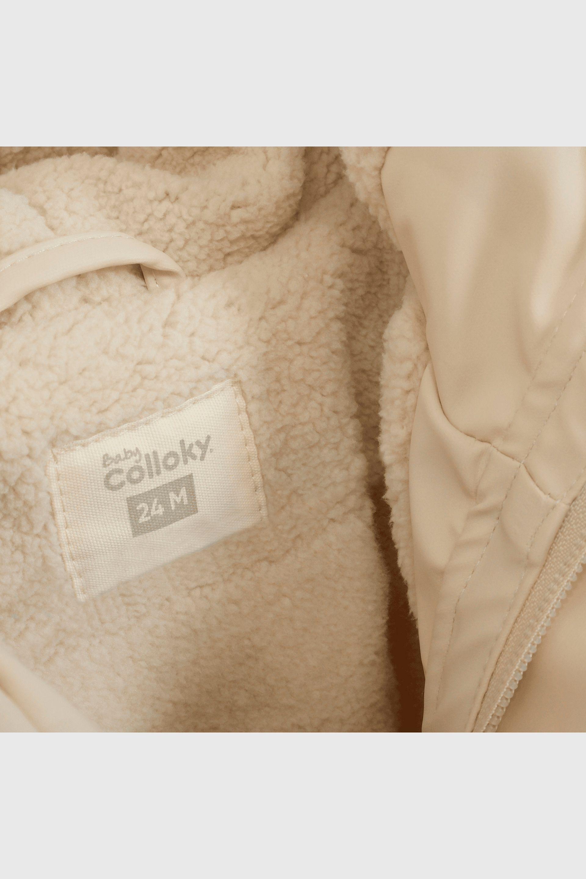 Chaqueta Beige Engomada con Forro y Gorro para bebé de 3/6 a 36 Meses-2