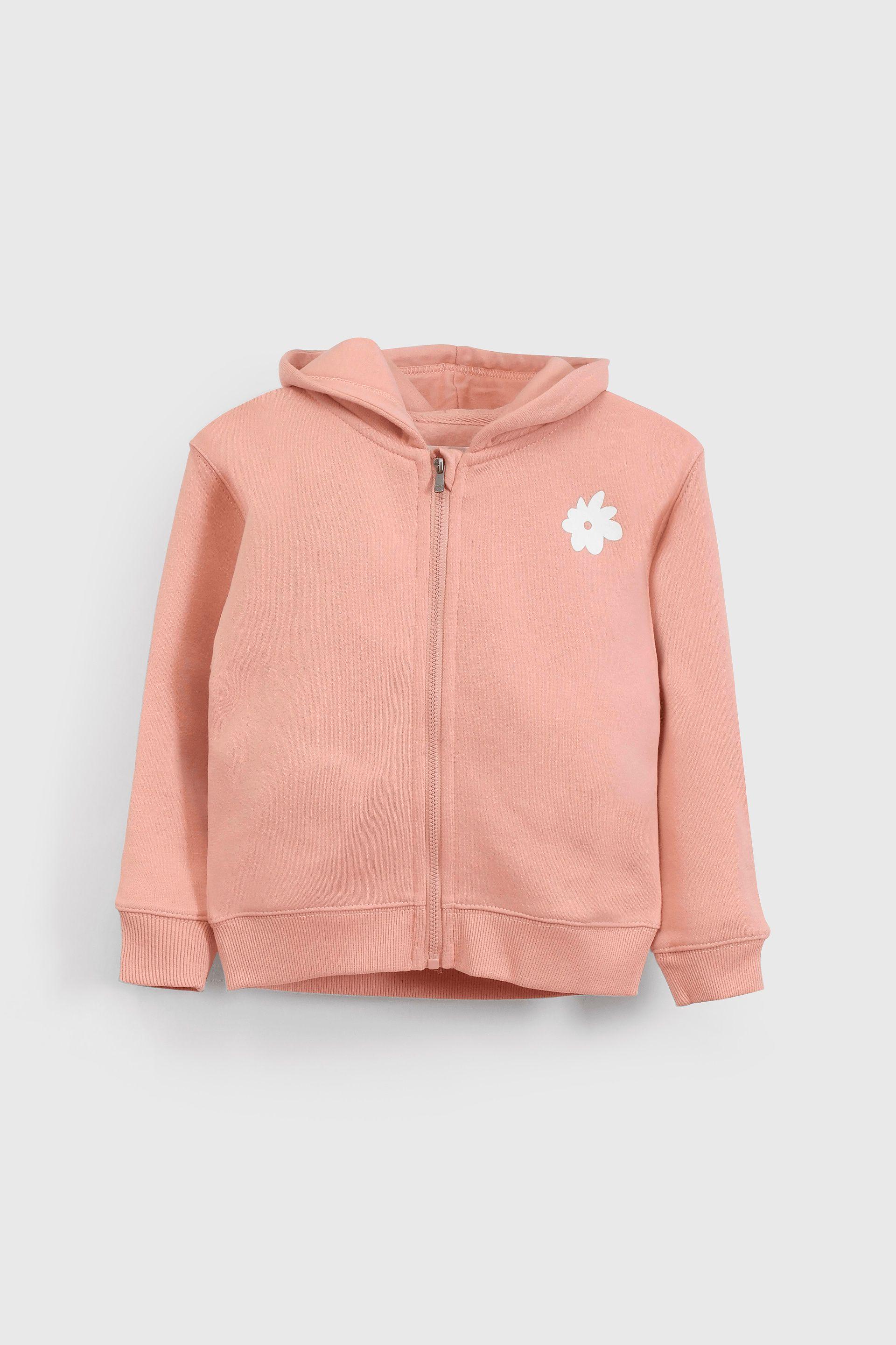 Polerón Rosado con Gorro Forrado de Jersey y Cierre para Niña-0