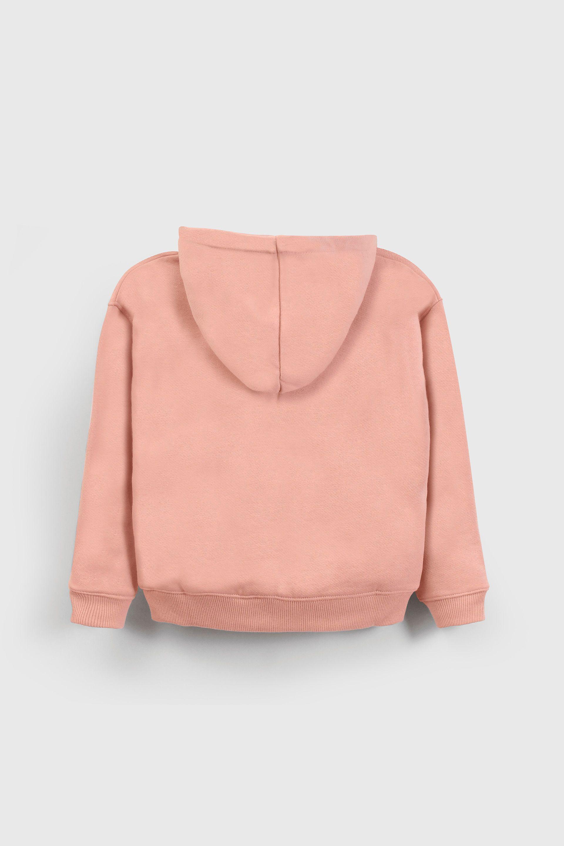 Polerón Rosado con Gorro Forrado de Jersey y Cierre para Niña-1