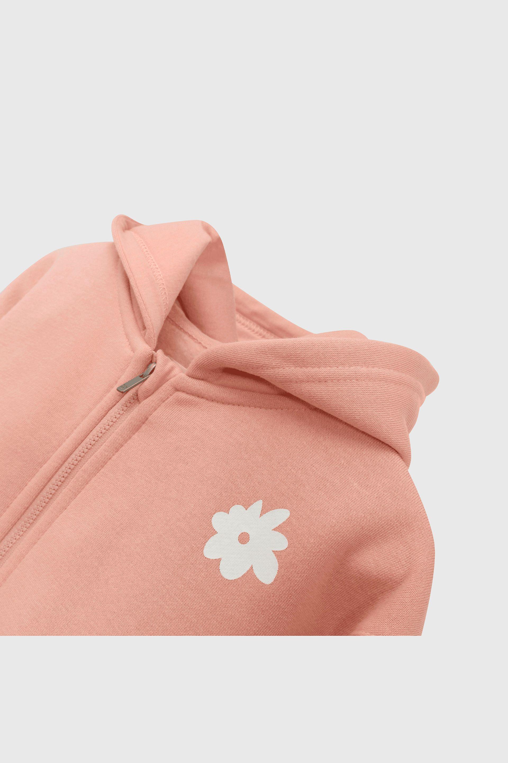 Polerón Rosado con Gorro Forrado de Jersey y Cierre para Niña-2