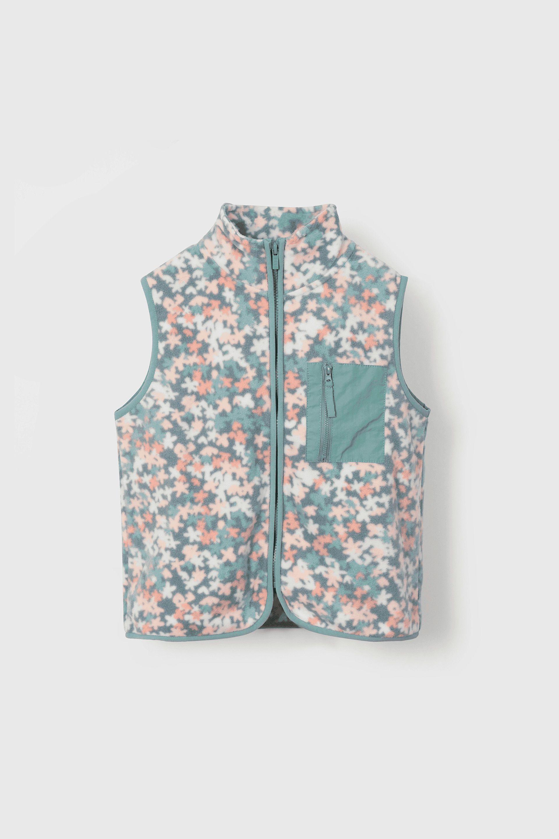 Chaleco floral azul para niña, estilo y comodidad-0