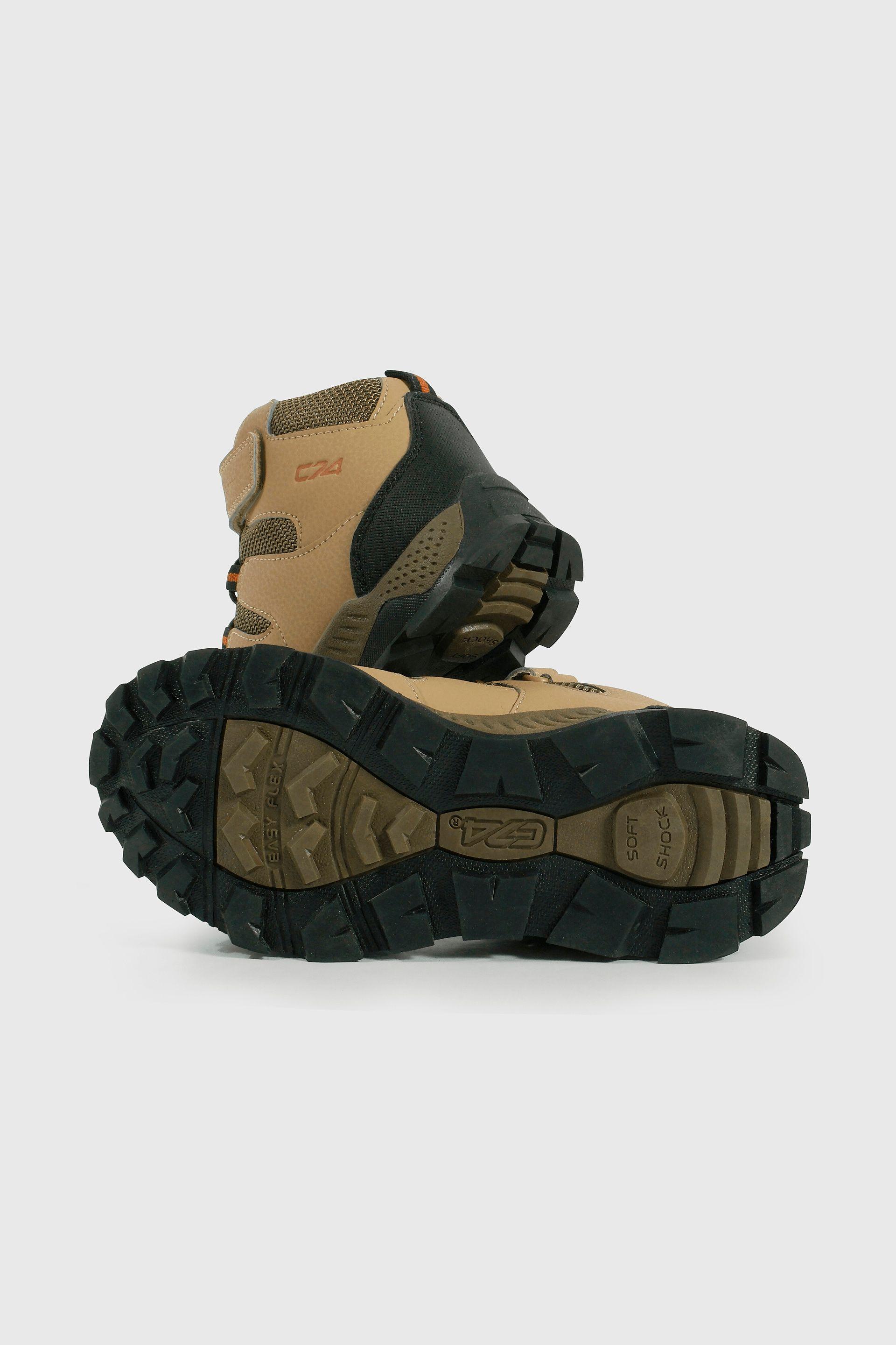 Botín Outdoor de Niño Beige Caña Alta con Velcro y Cordón-2