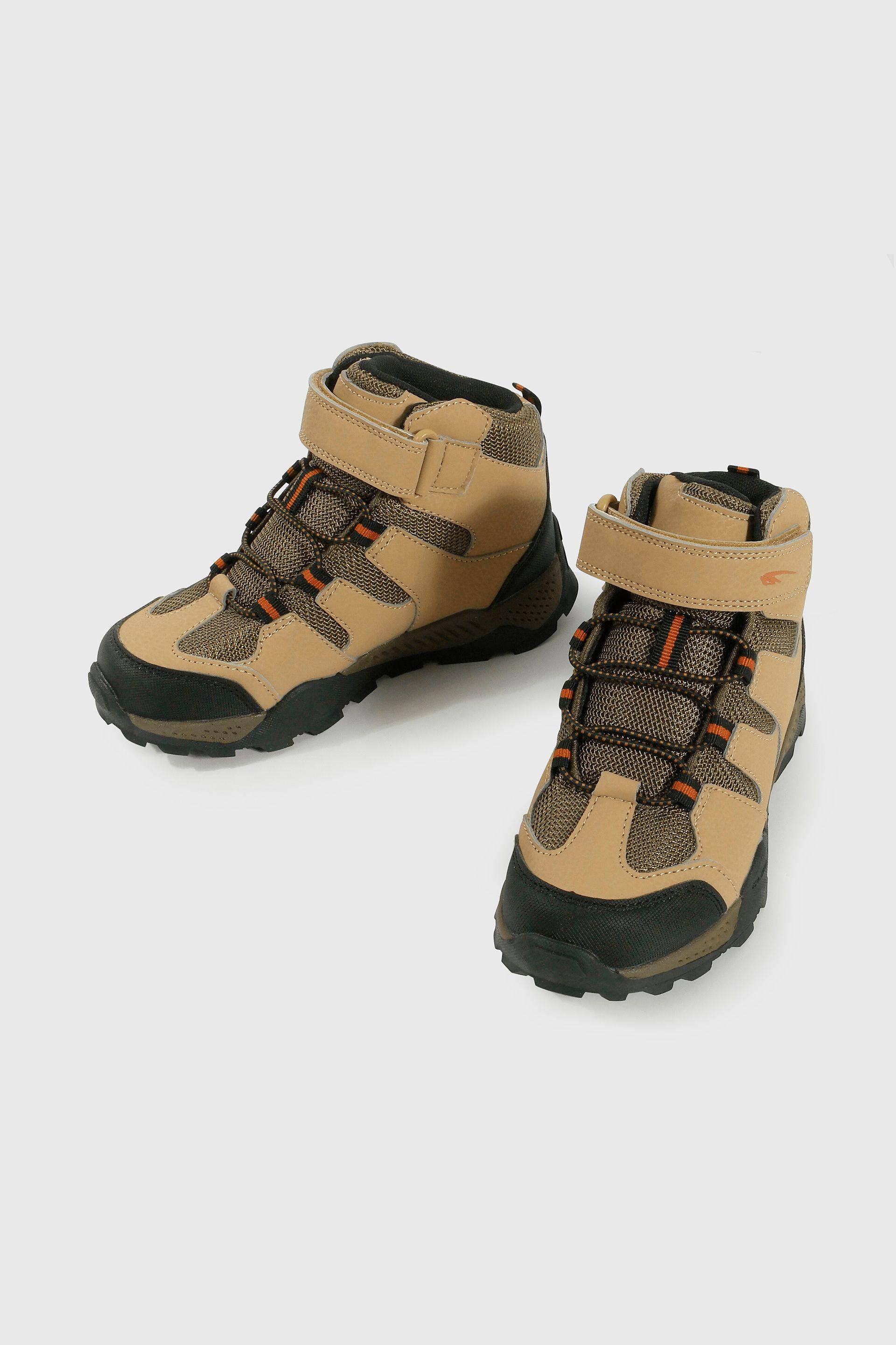 Botín Outdoor de Niño Beige Caña Alta con Velcro y Cordón-3