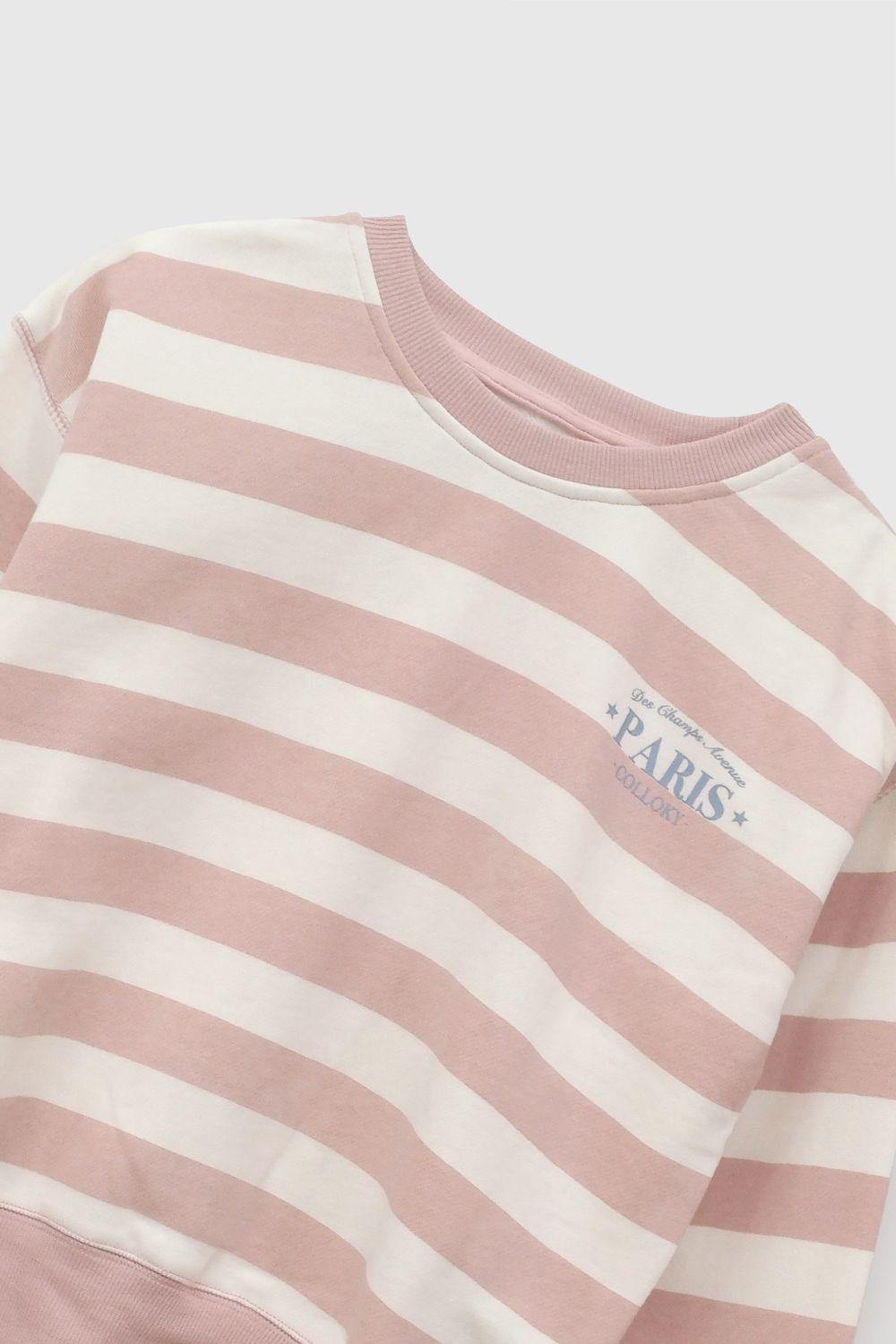 Poleron Paris Rayas Rosa Viejo Niña 3-4A a 12-13A Colloky-2