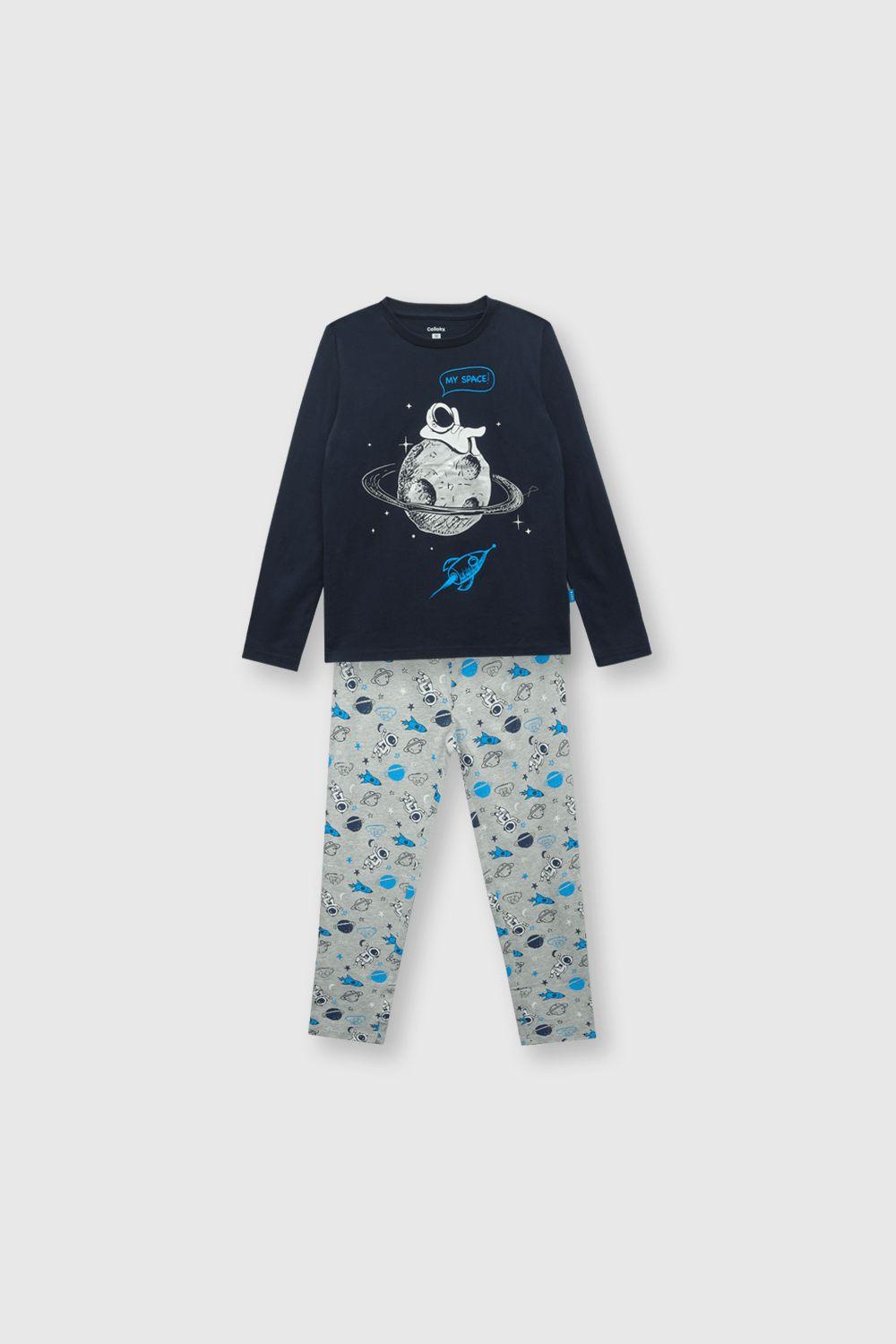 Pijama de niño de algodón azul / blue (2 a 12 años)-0