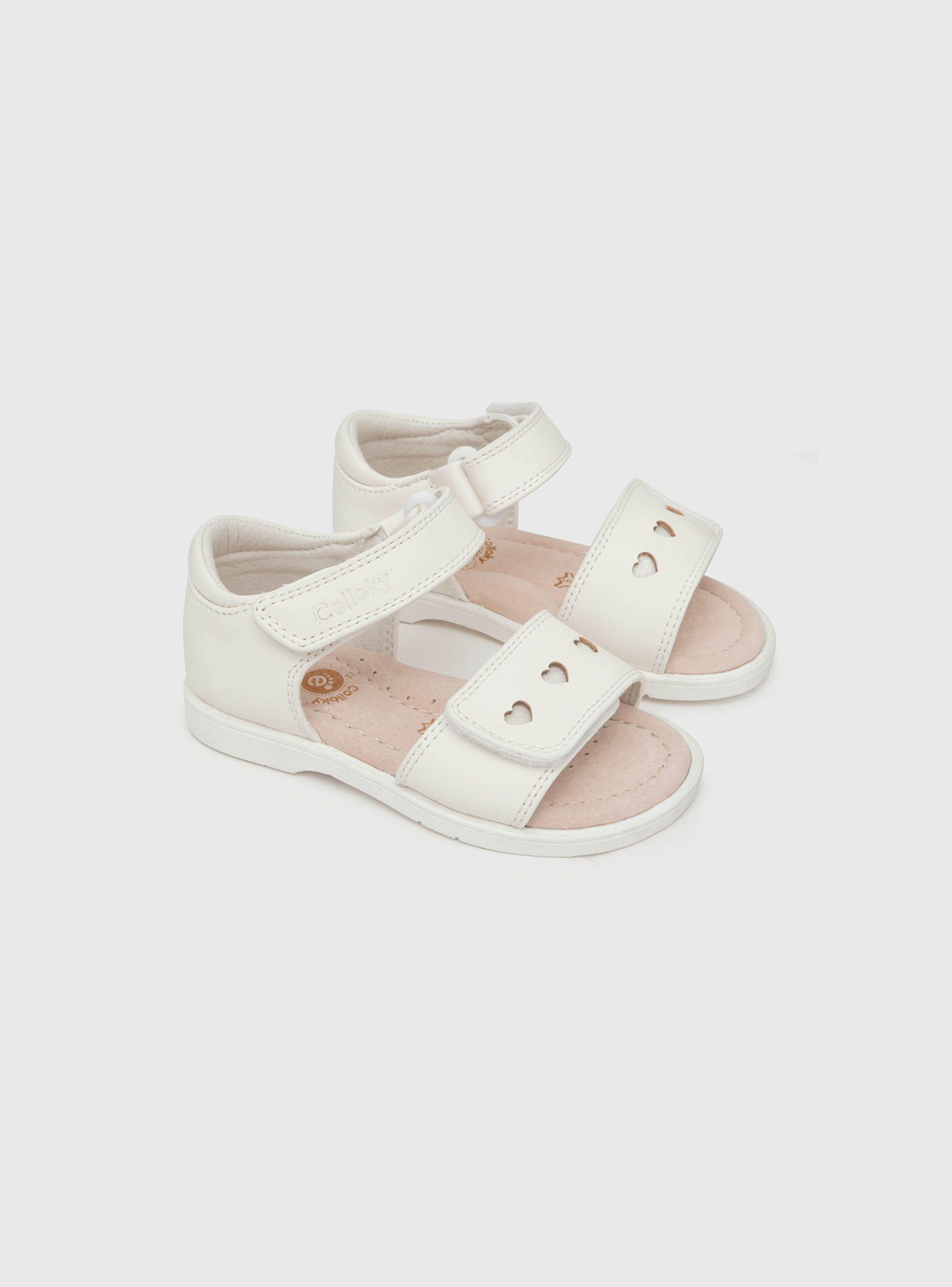 Sandalia De Niña Corazones Blanco (21 A 27) Colloky-0