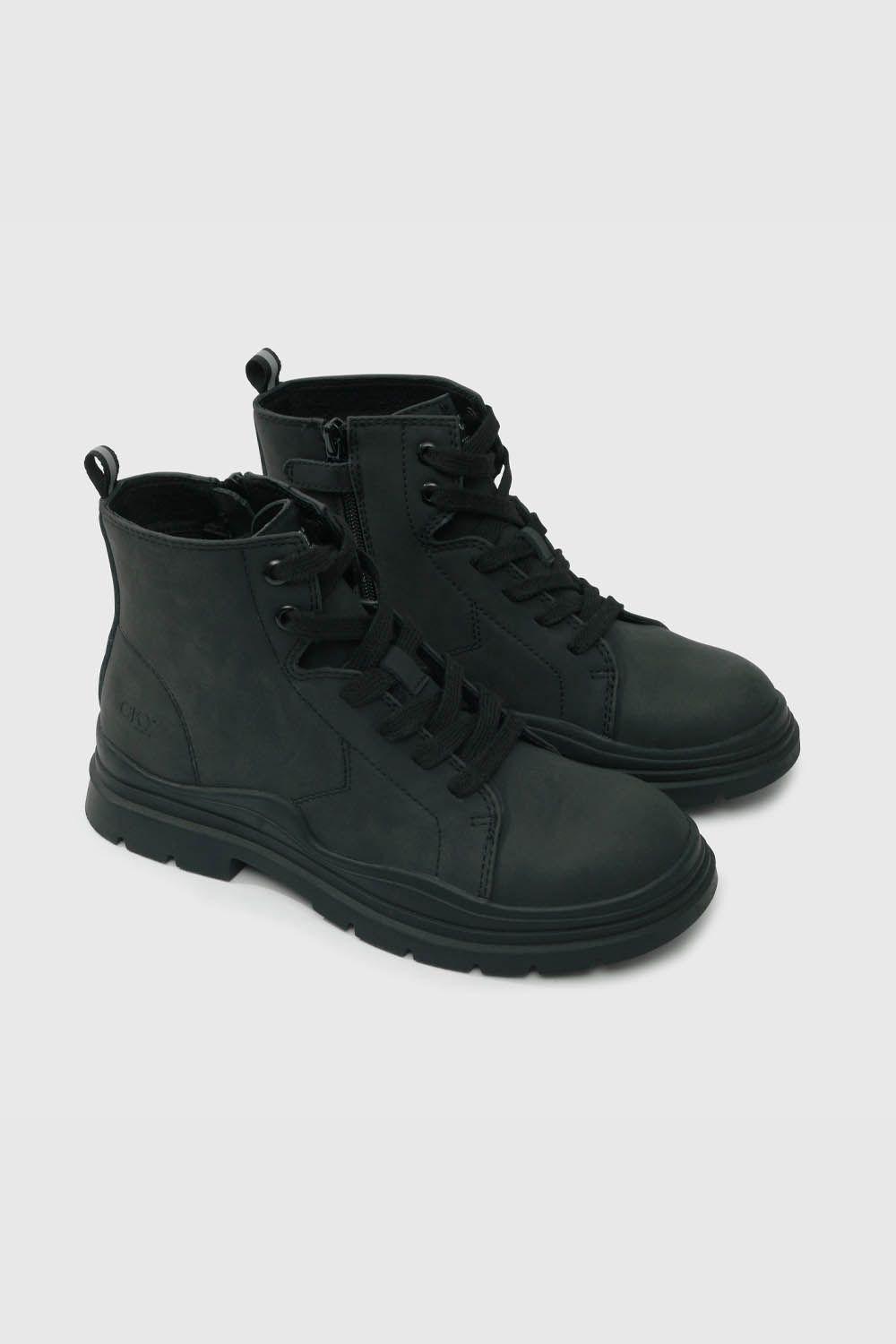 Botín Escolar Resistente Negro con Cierre de Velcro-0