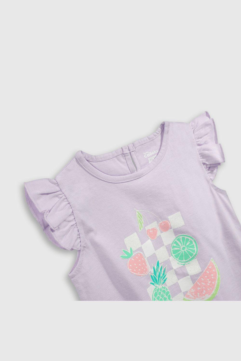 Polera Suavizada Manga Alita Morada con Estampado-2