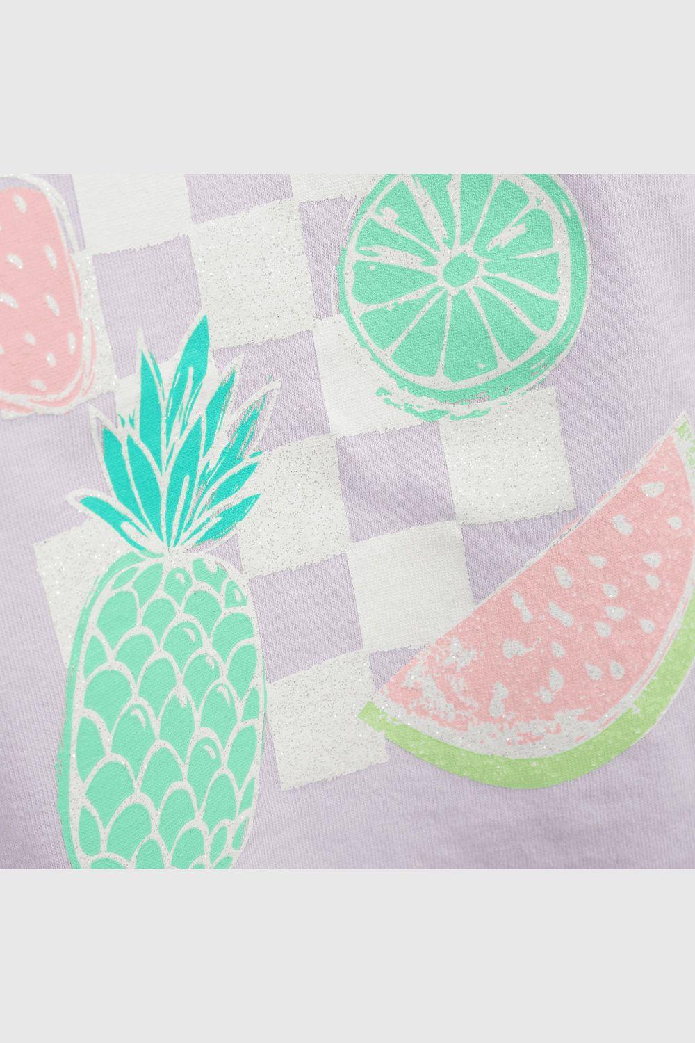 Polera Suavizada Manga Alita Morada con Estampado-3