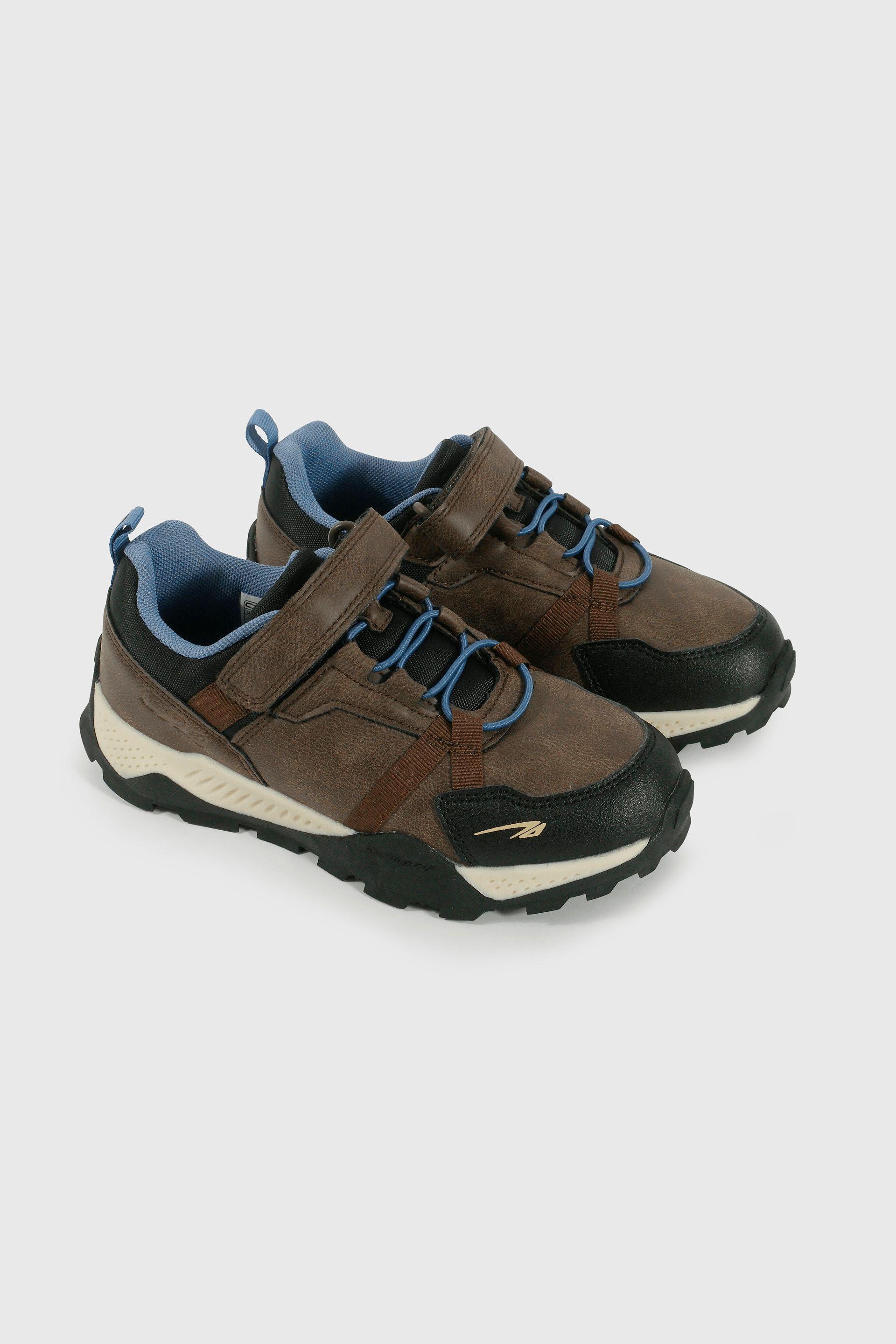 Zapatilla Outdoor de Niño Café Caña Baja con Velcro y Cordón-0