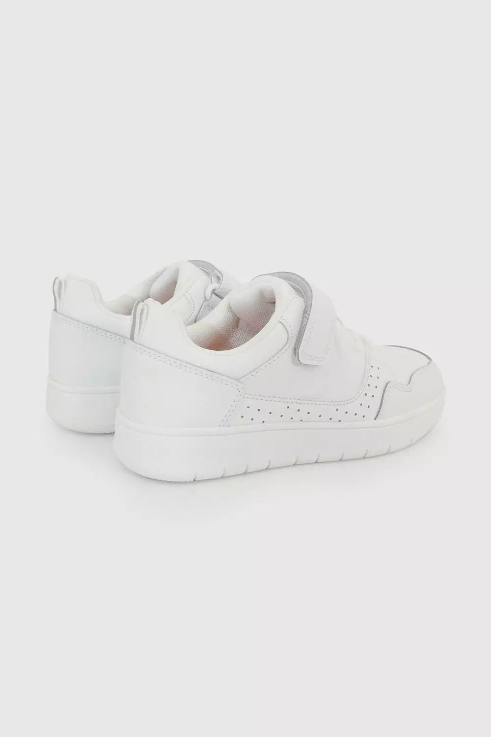 Zapatilla Escolar de Unisex Blanco con Velcro y Cordón Elástico-5