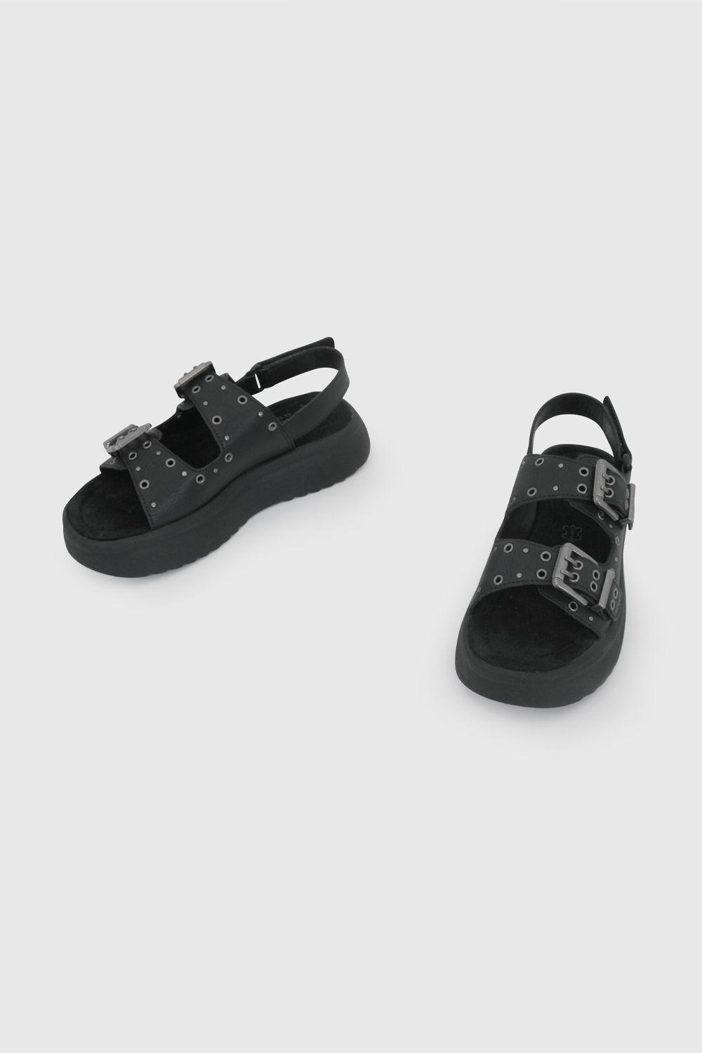 Sandalia Negra con Plataforma y Tachas 53140201V26-3