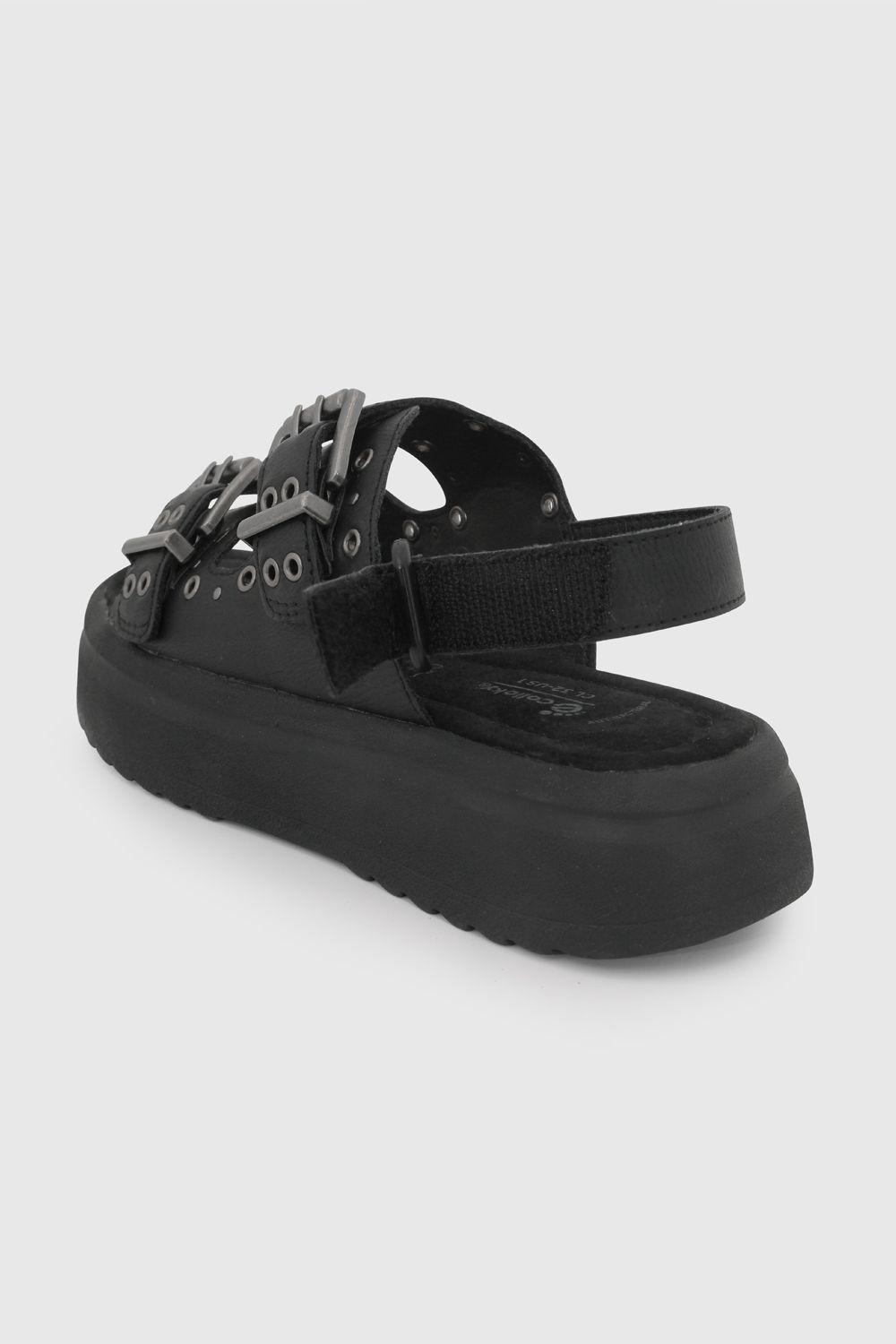 Sandalia Negra con Plataforma y Tachas 53140201V26-5